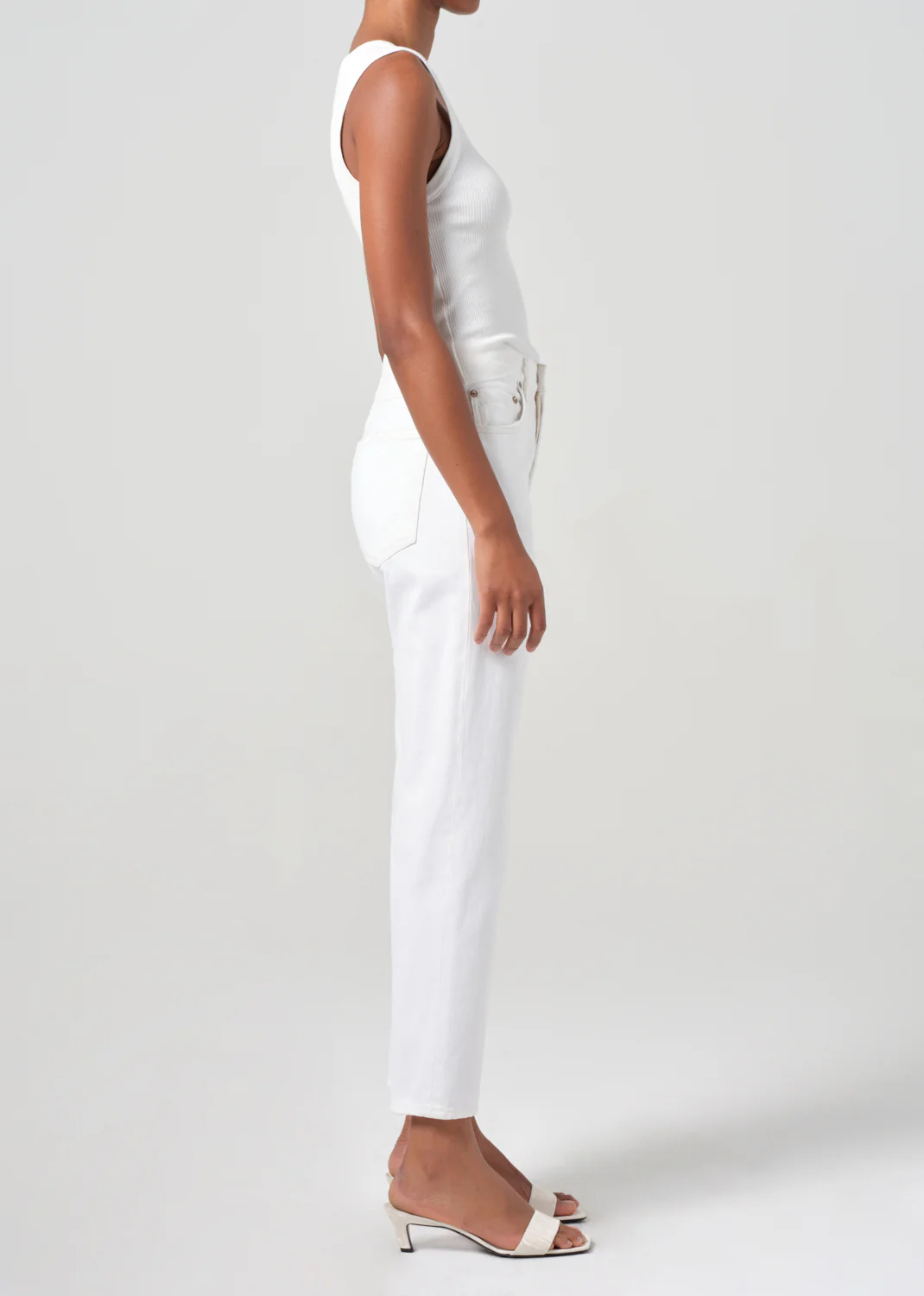 90's Pinch Waist Crop in Marshmallow - Image 3