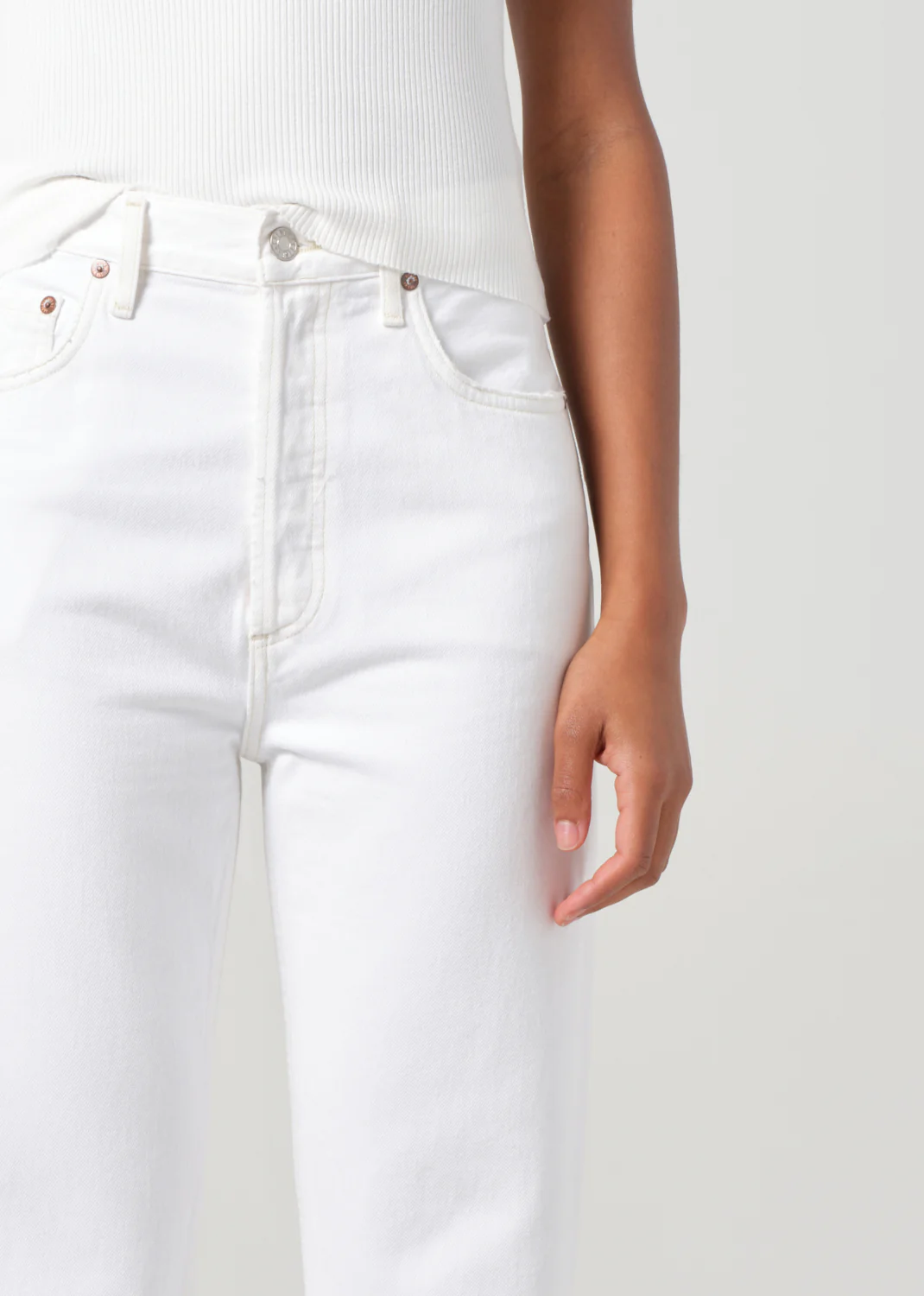 90's Pinch Waist Crop in Marshmallow - Image 5