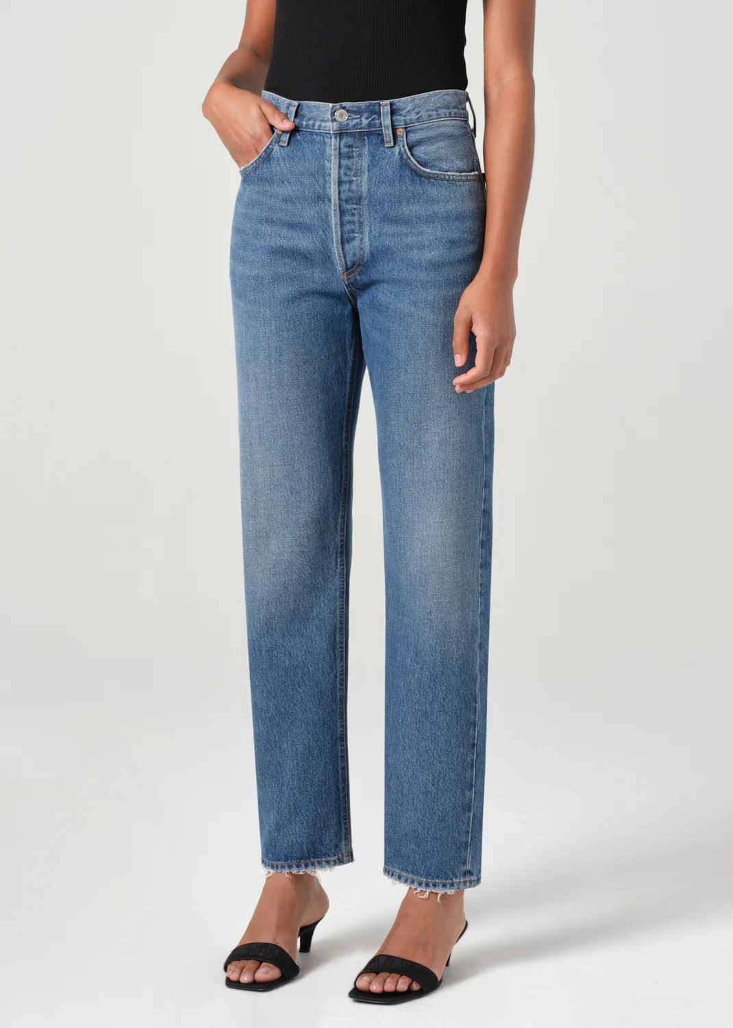 90's Pinch Waist High Rise Straight in Essence - Image 4