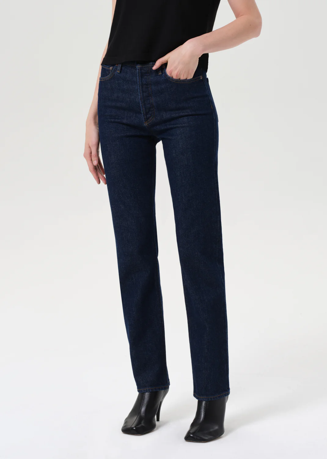 90's Pinch Waist High Rise Straight Long (Comfort Stretch) in Reissue - Image 4