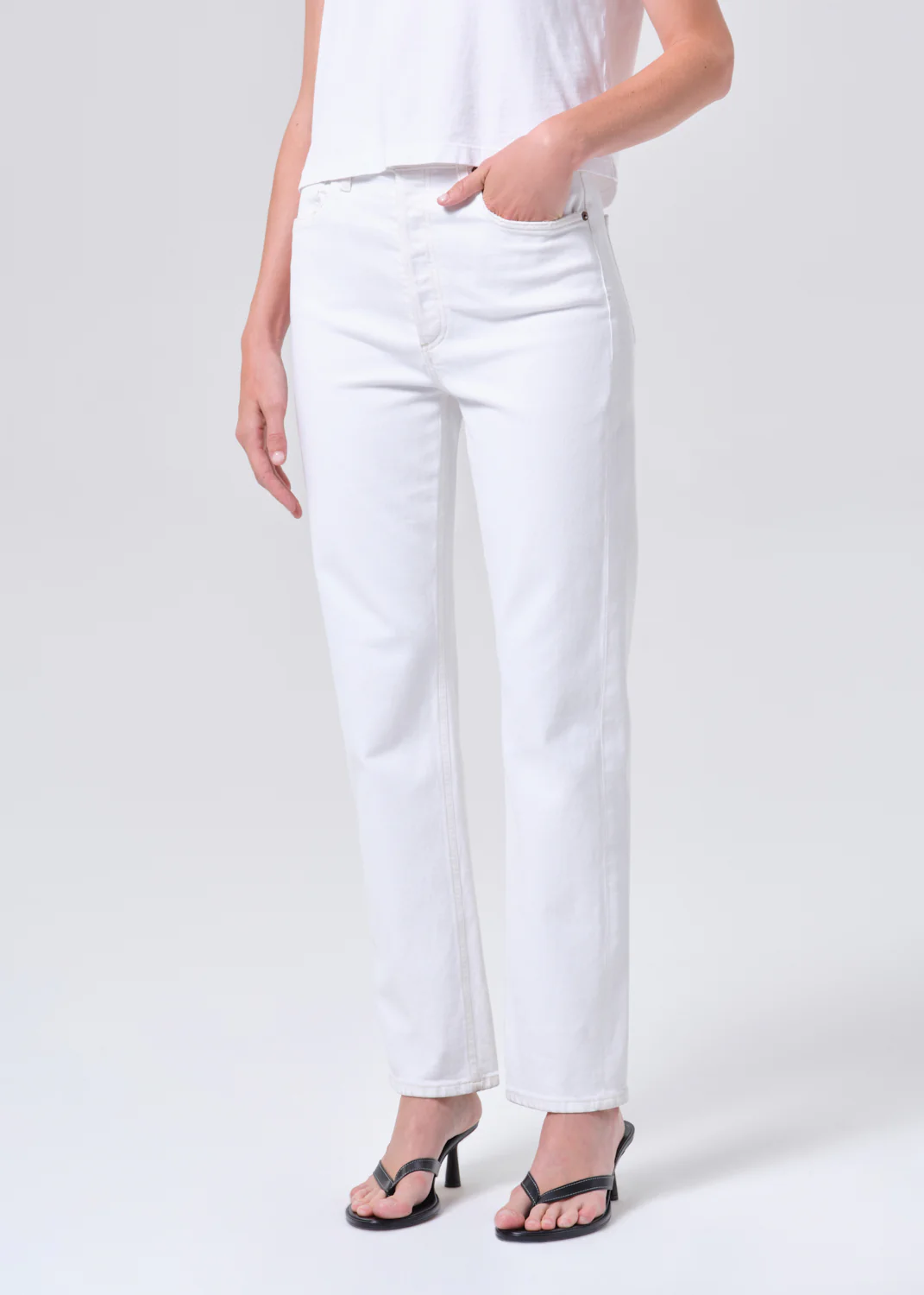 90's Pinch Waist High Rise Straight in Marshmallow - Image 4