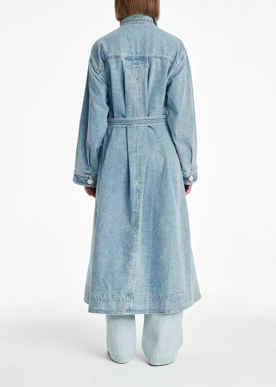AGOLDE x MARIA MCMANUS A-Line Massive Coat (Weightless) in Crinkle Indigo - Image 4