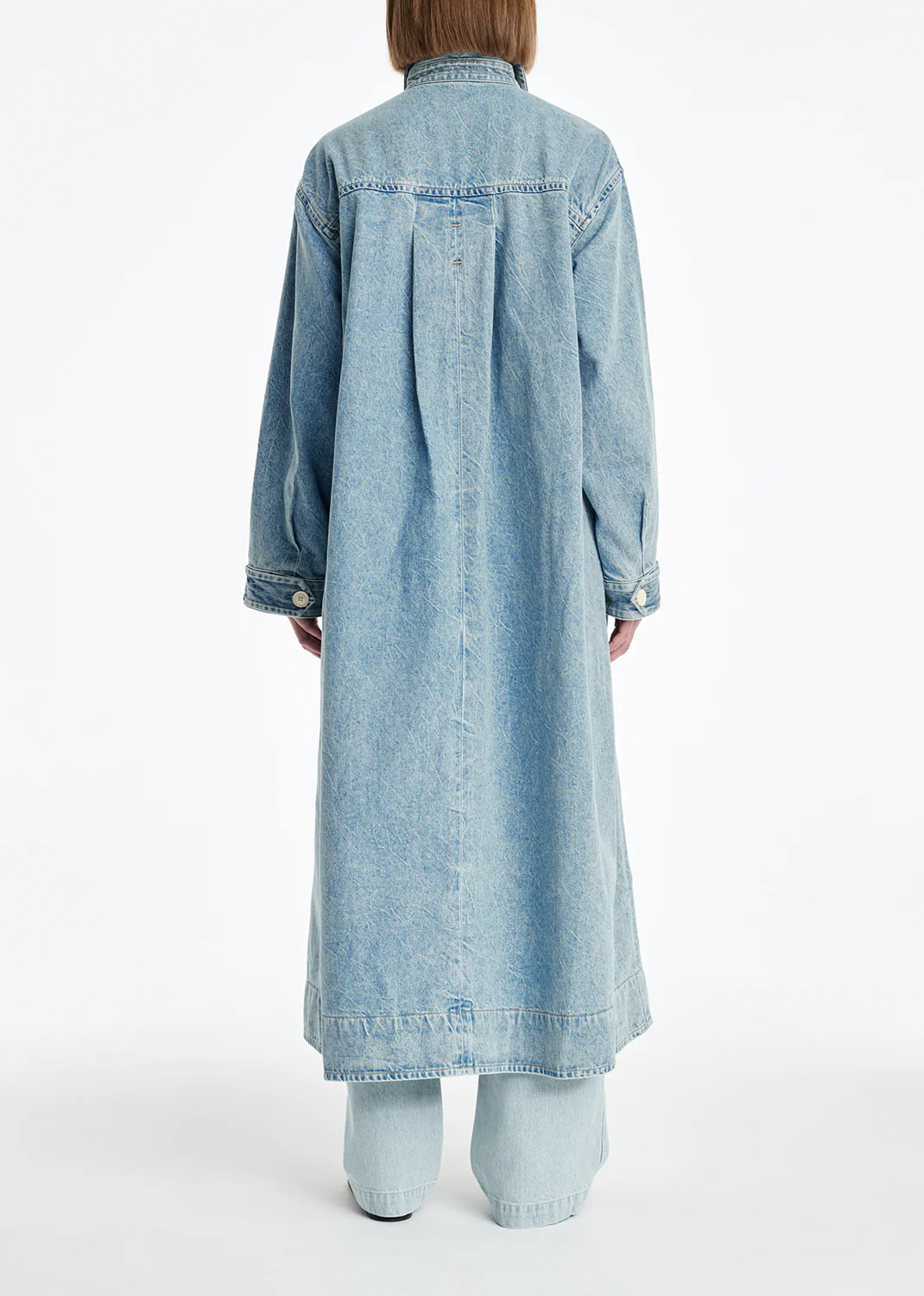 AGOLDE x MARIA MCMANUS A-Line Massive Coat (Weightless) in Crinkle Indigo - Image 5
