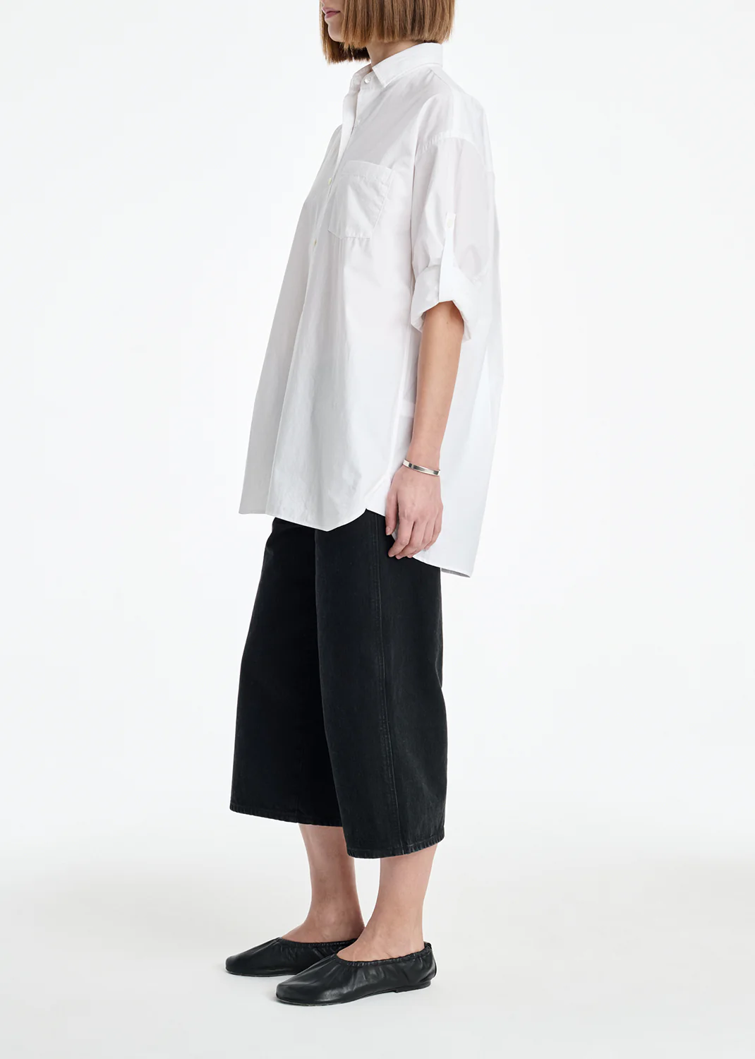 AGOLDE x MARIA MCMANUS A-Line Shirt Poplin in White Cotton - Image 3