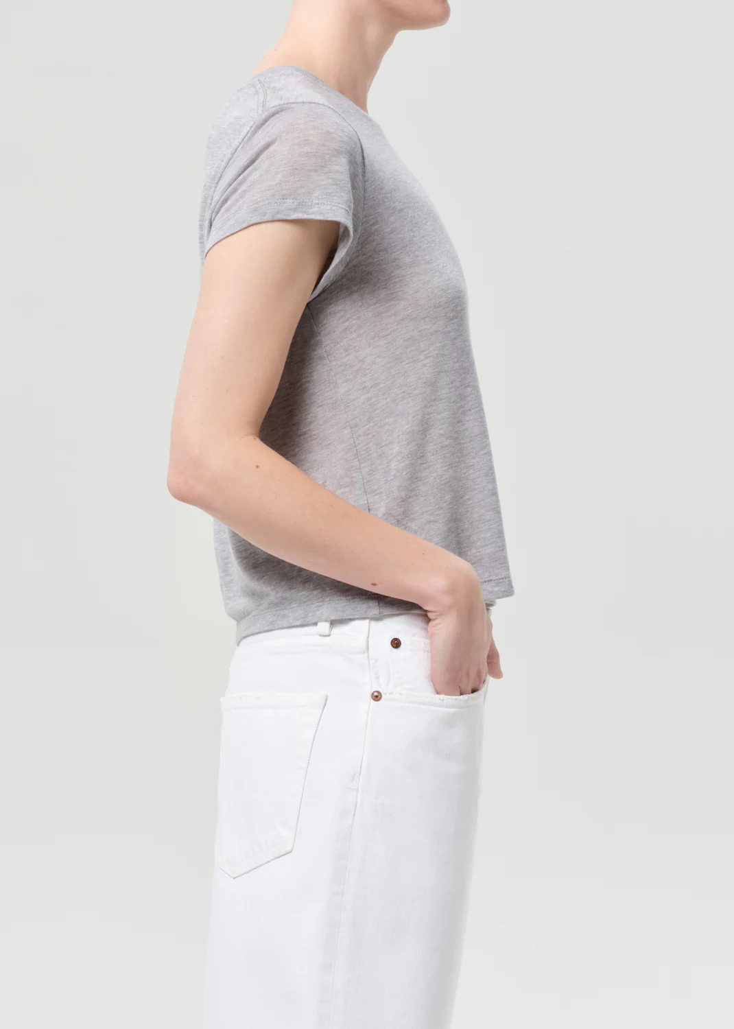 Adine Shrunken Tee in Grey Heather - Image 3