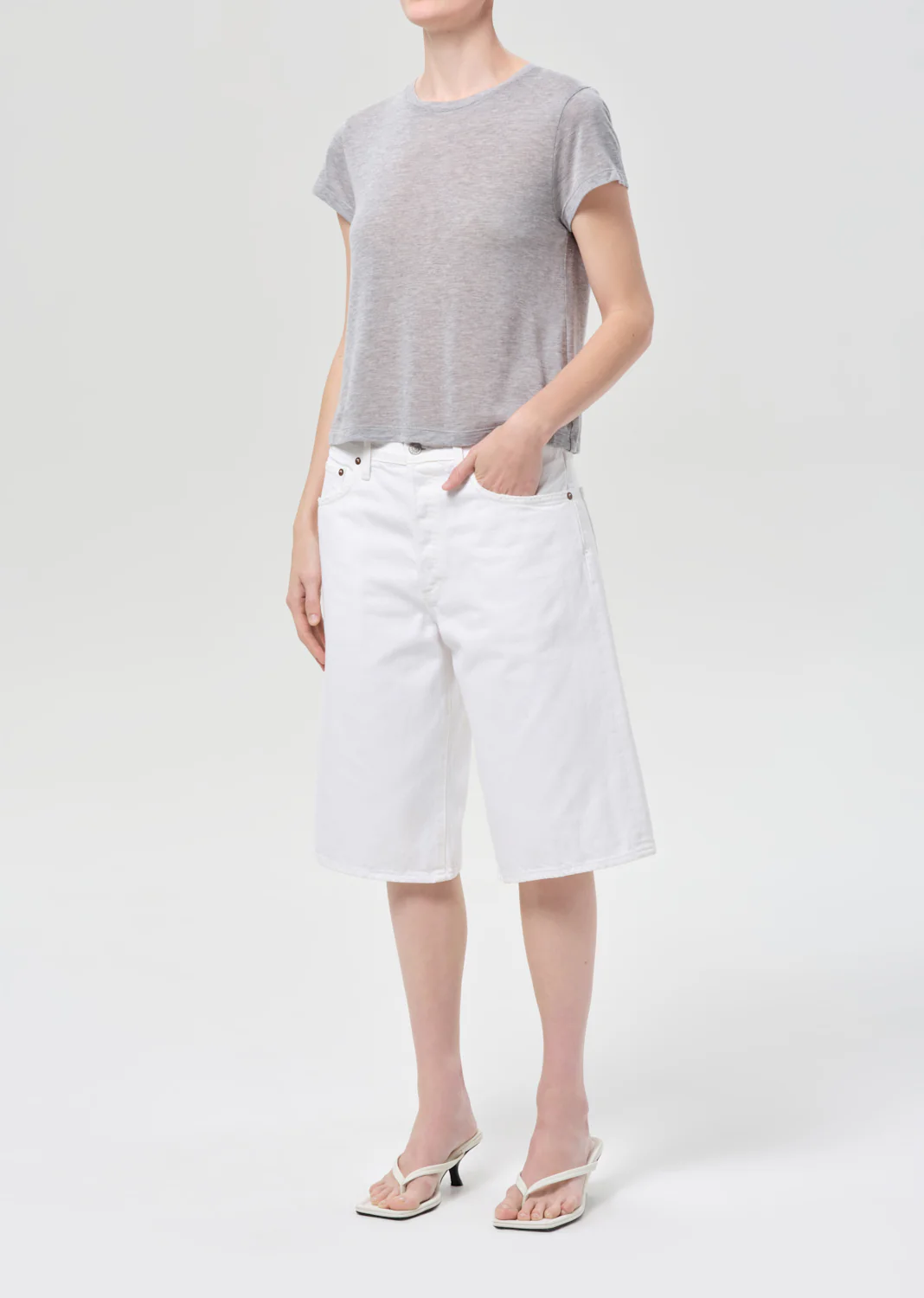 Adine Shrunken Tee in Grey Heather - Image 4