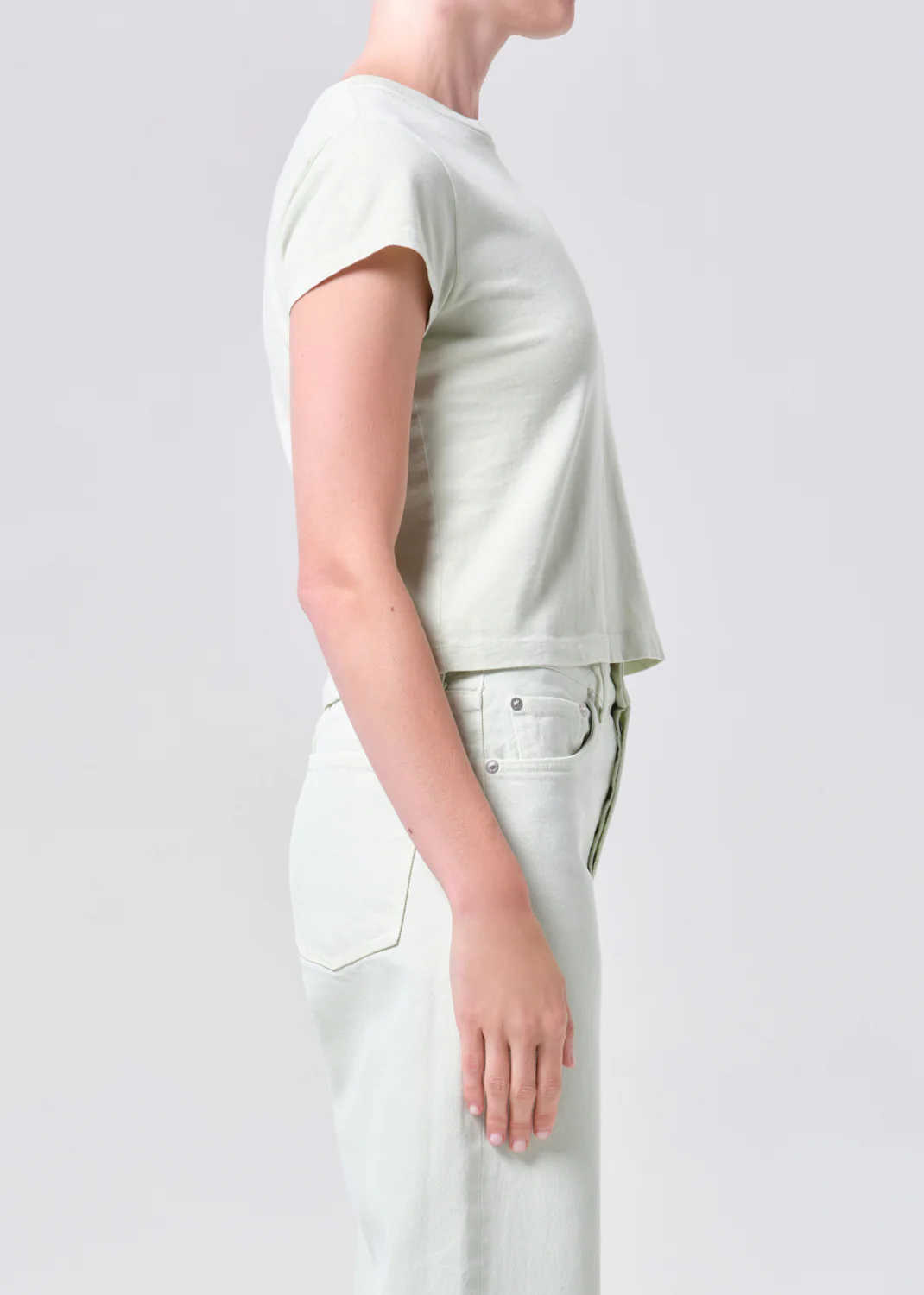 Adine Shrunken Tee in Mint Cream - Image 3