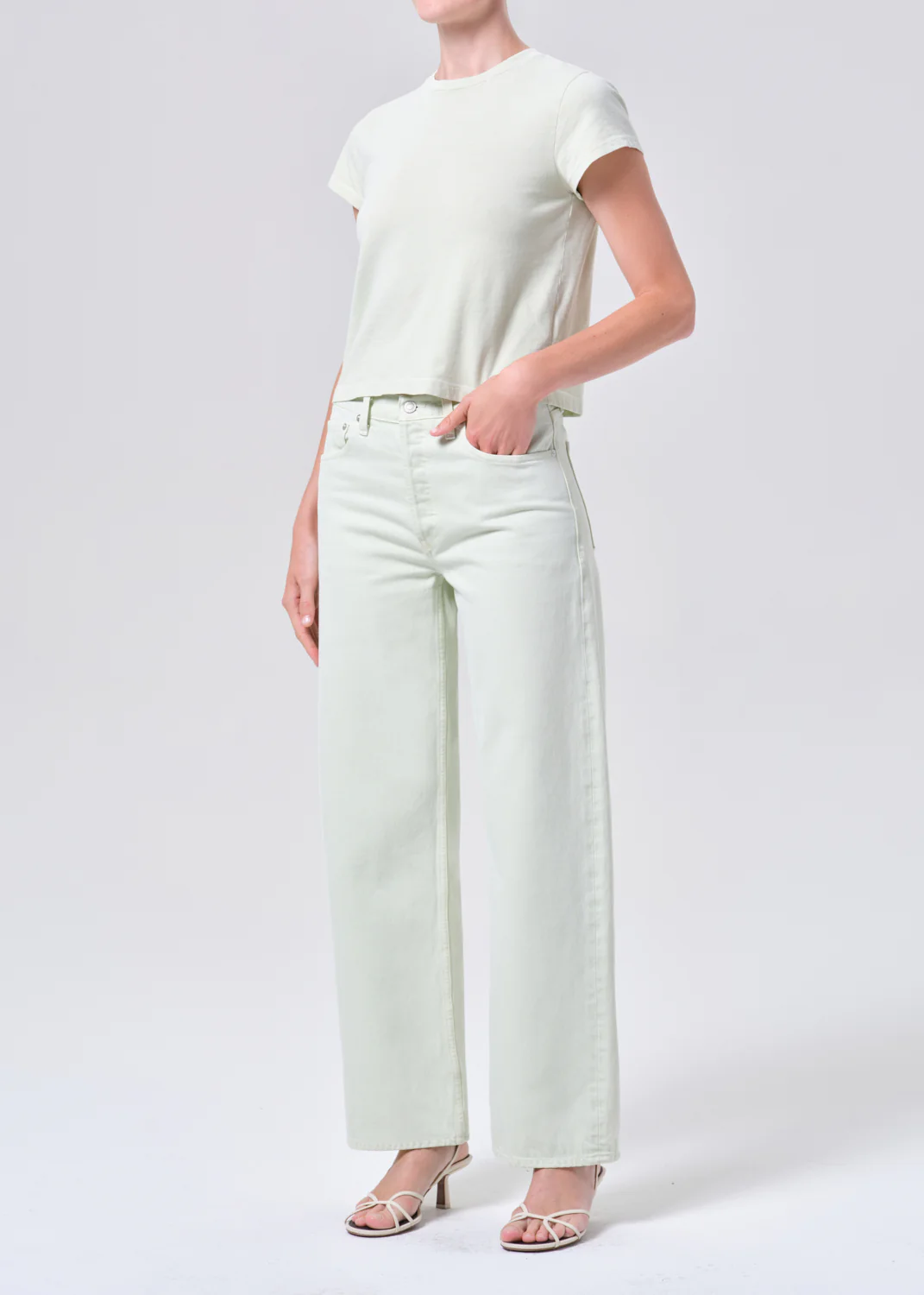 Adine Shrunken Tee in Mint Cream - Image 4
