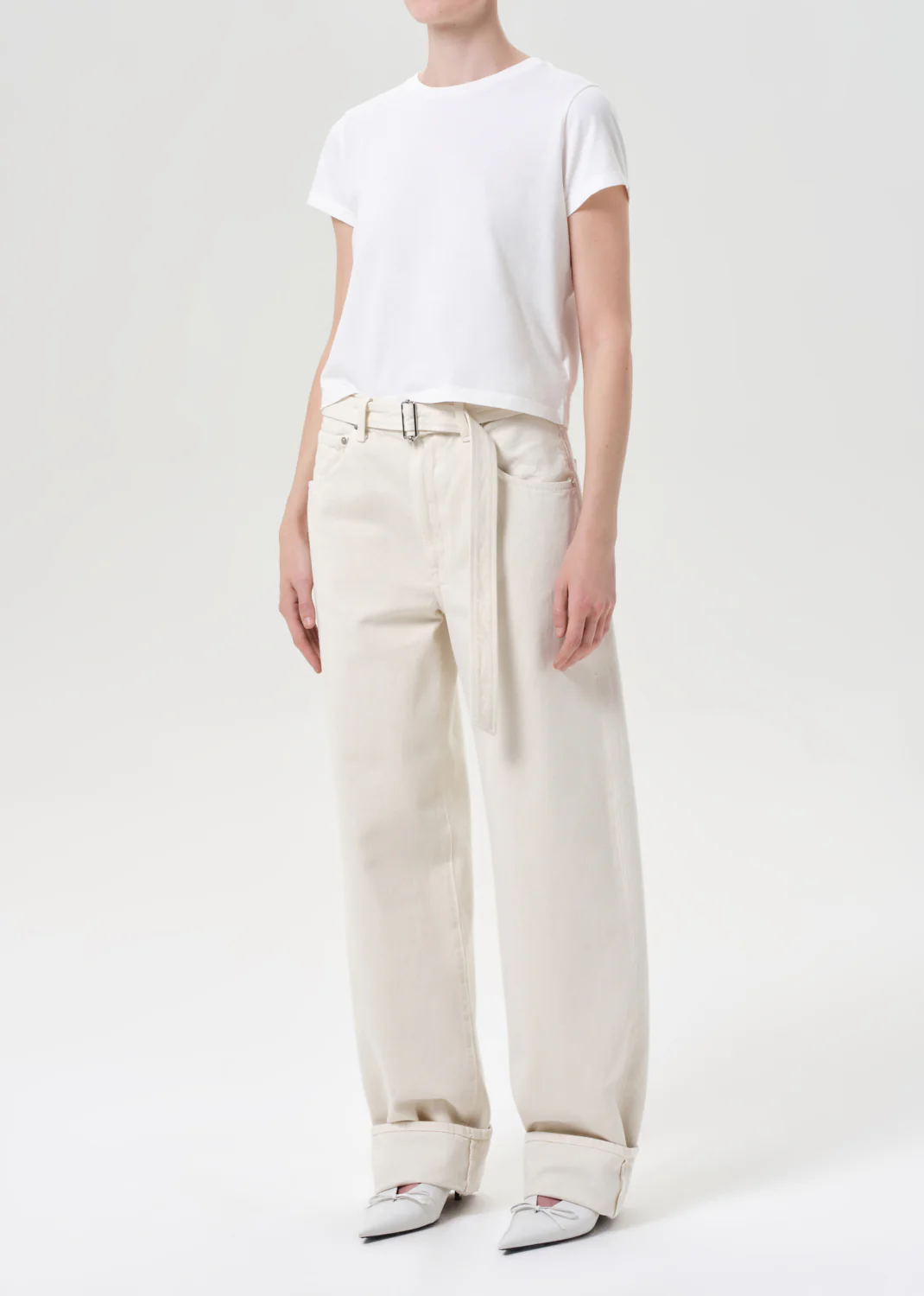 Adine Shrunken Tee in White Ash - Image 5