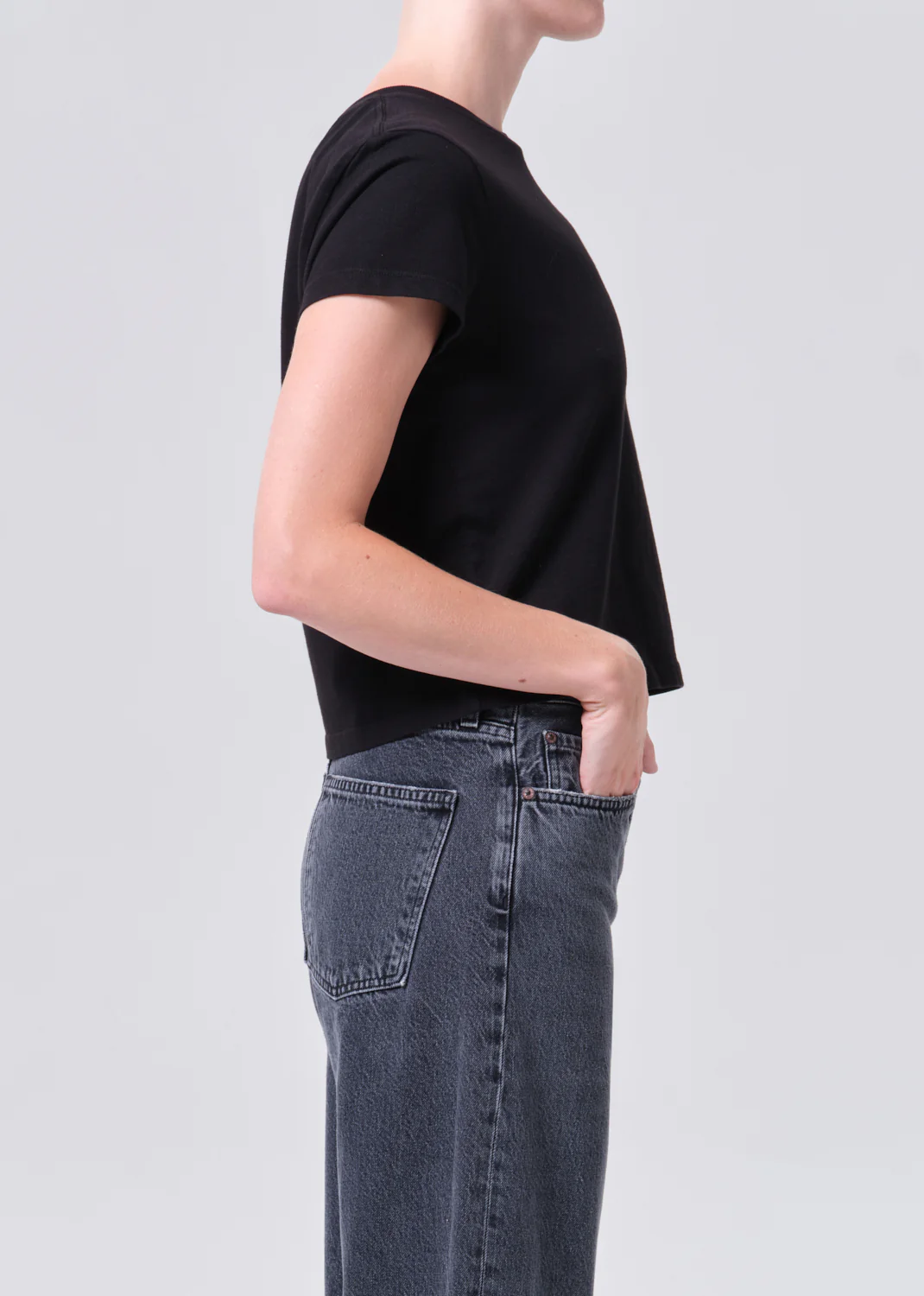 Adine Shrunken Tee in Black - Image 3