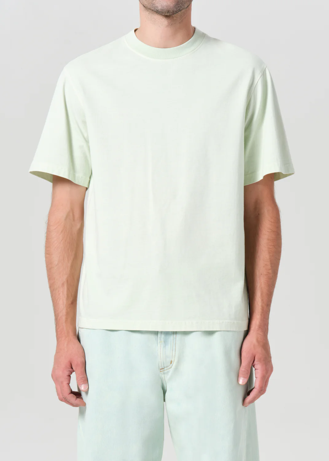 Asha Mock Neck Tee in Mint Cream - Image 3