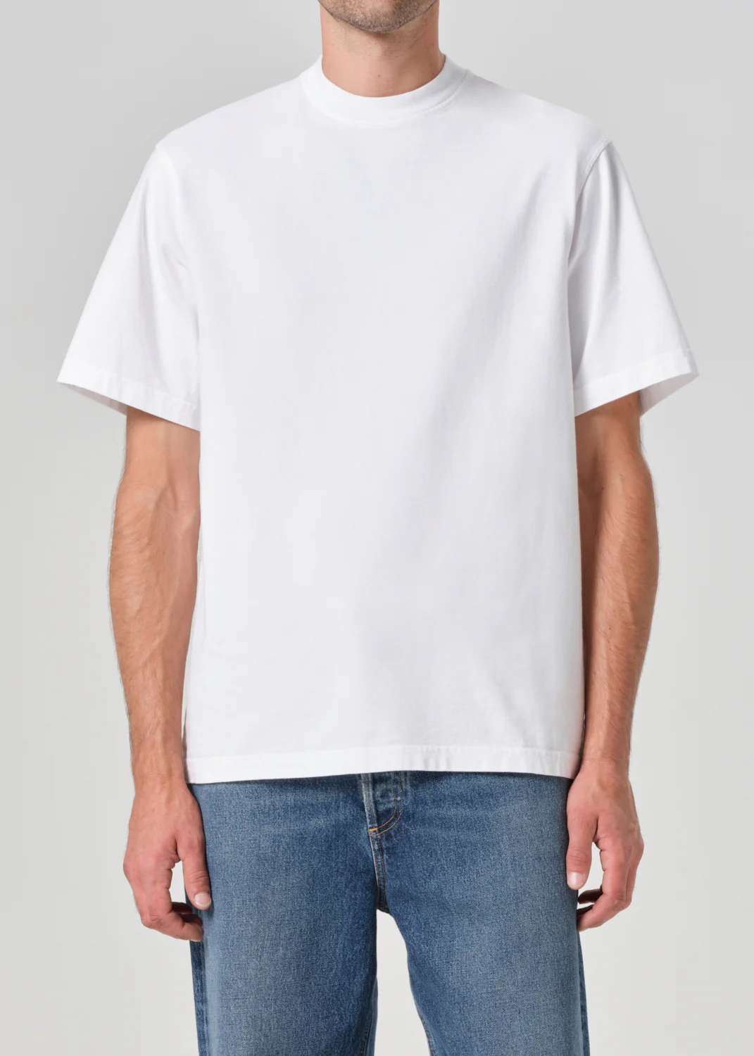 Asha Mock Neck Tee in White - Image 3