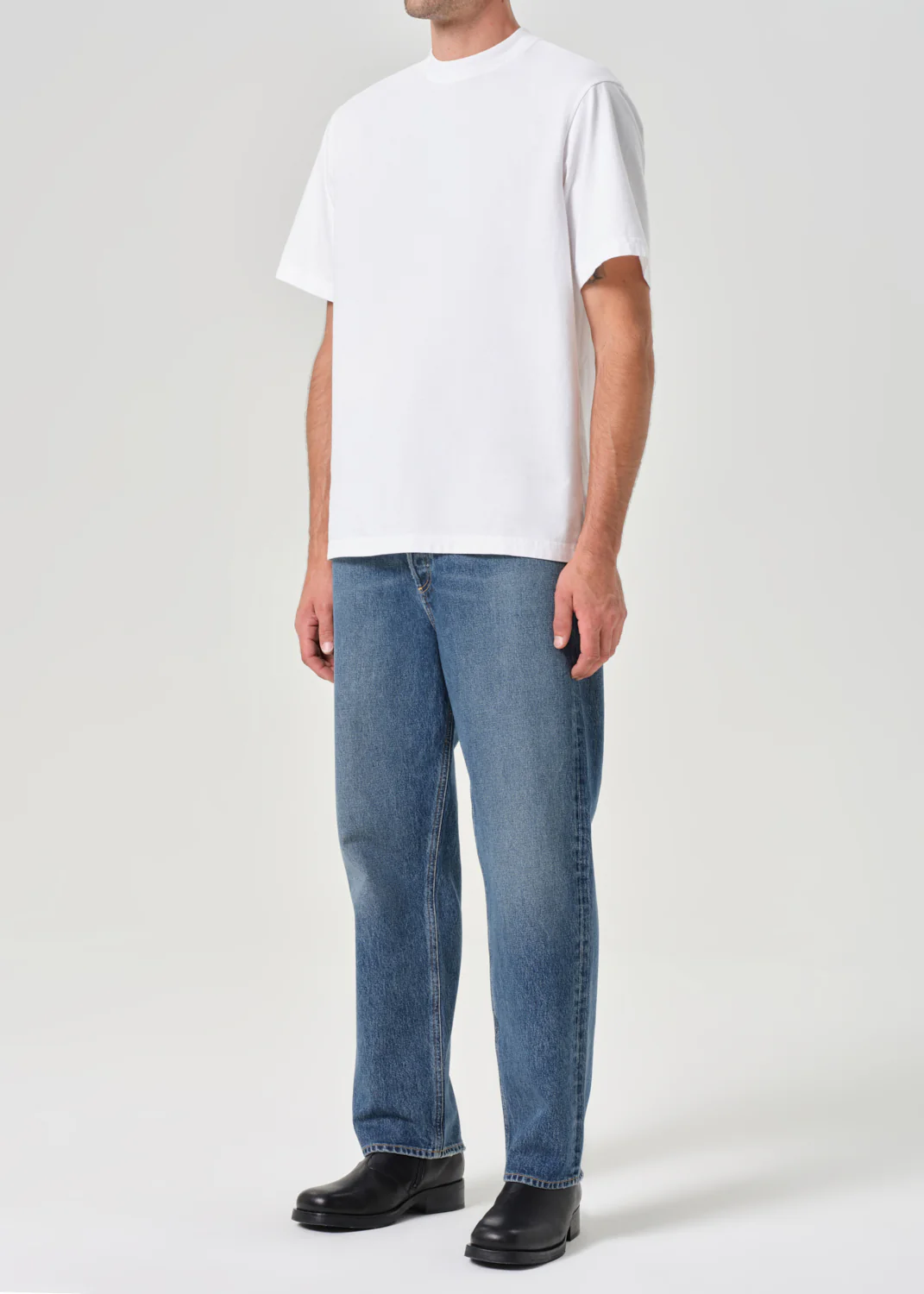 Asha Mock Neck Tee in White - Image 5
