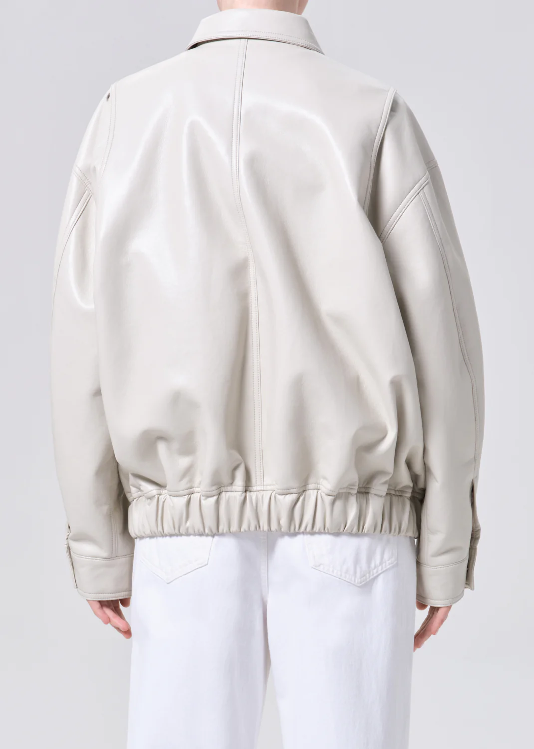 Aston Bomber (Recycled Leather) in Buff - Image 3