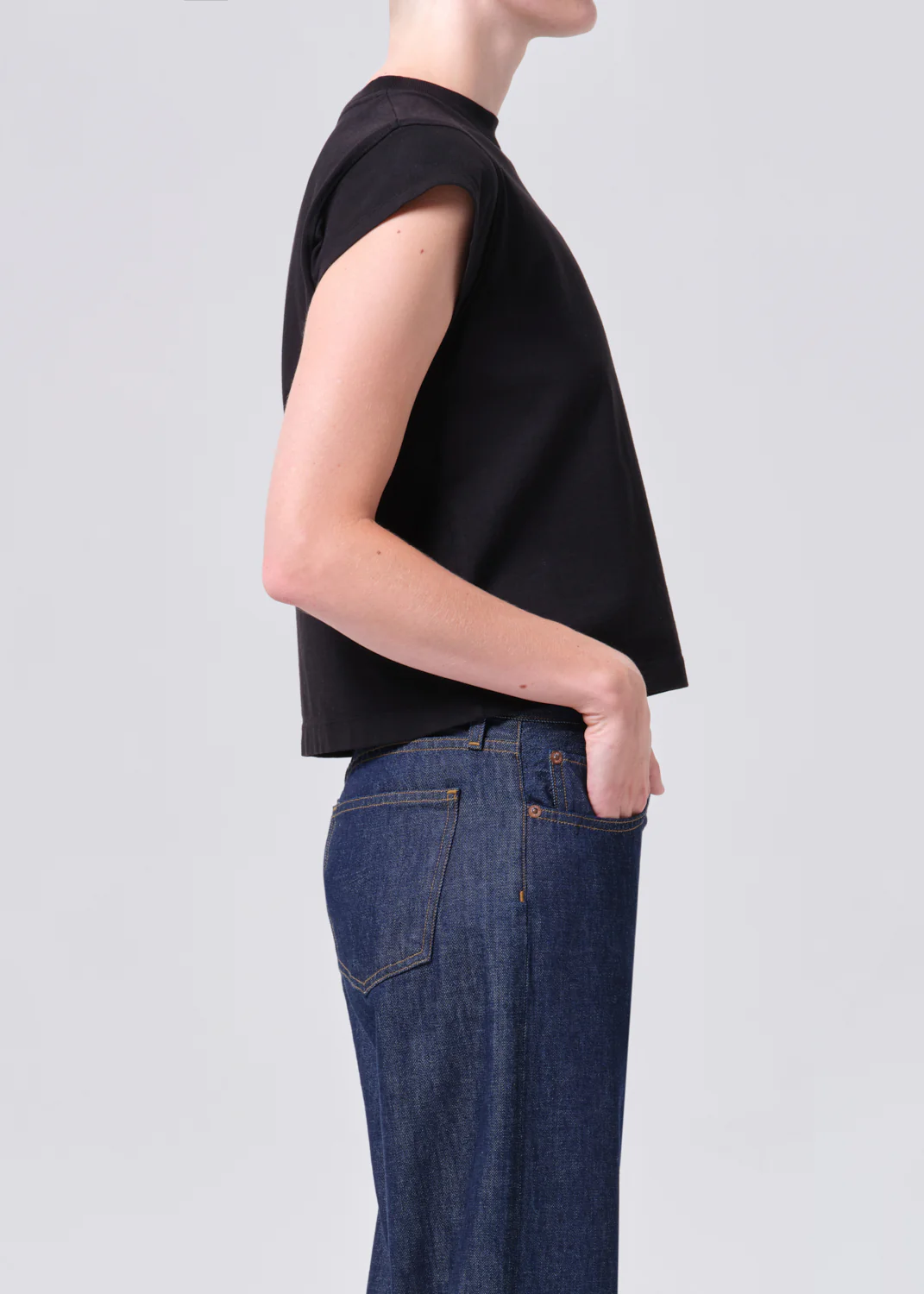Bryce Cap Sleeve Tee in Black - Image 3