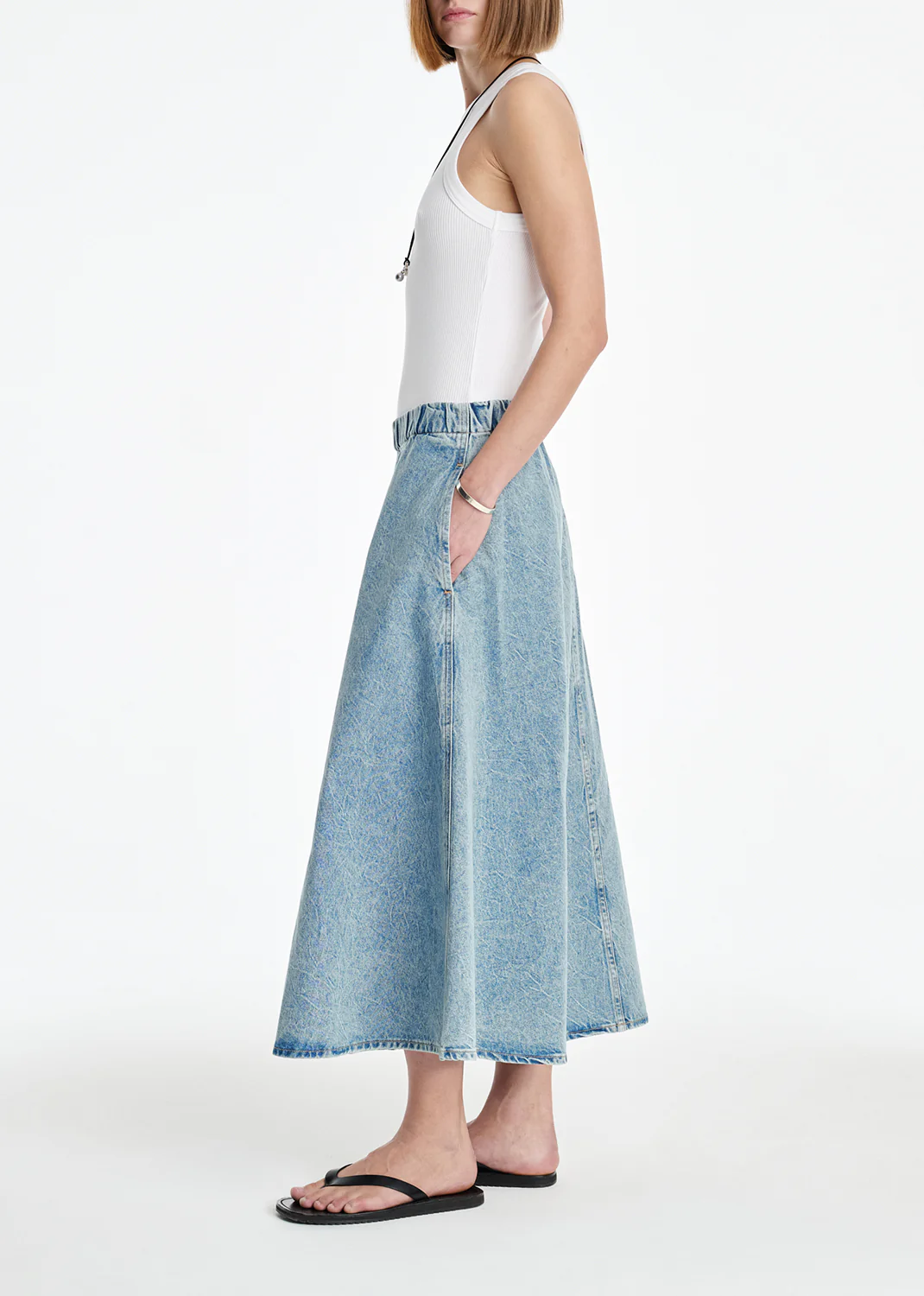 AGOLDE x MARIA MCMANUS Circle Skirt (Weightless) in Crinkle Indigo - Image 3