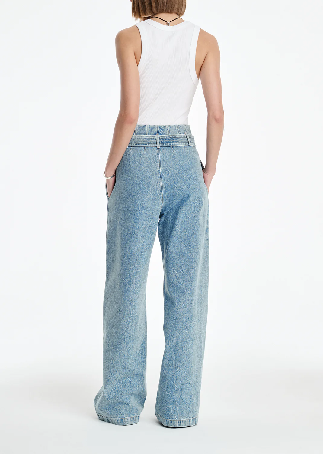 AGOLDE x MARIA MCMANUS Corset Wide Leg Jean (Weightless) in Crinkle Indigo - Image 4