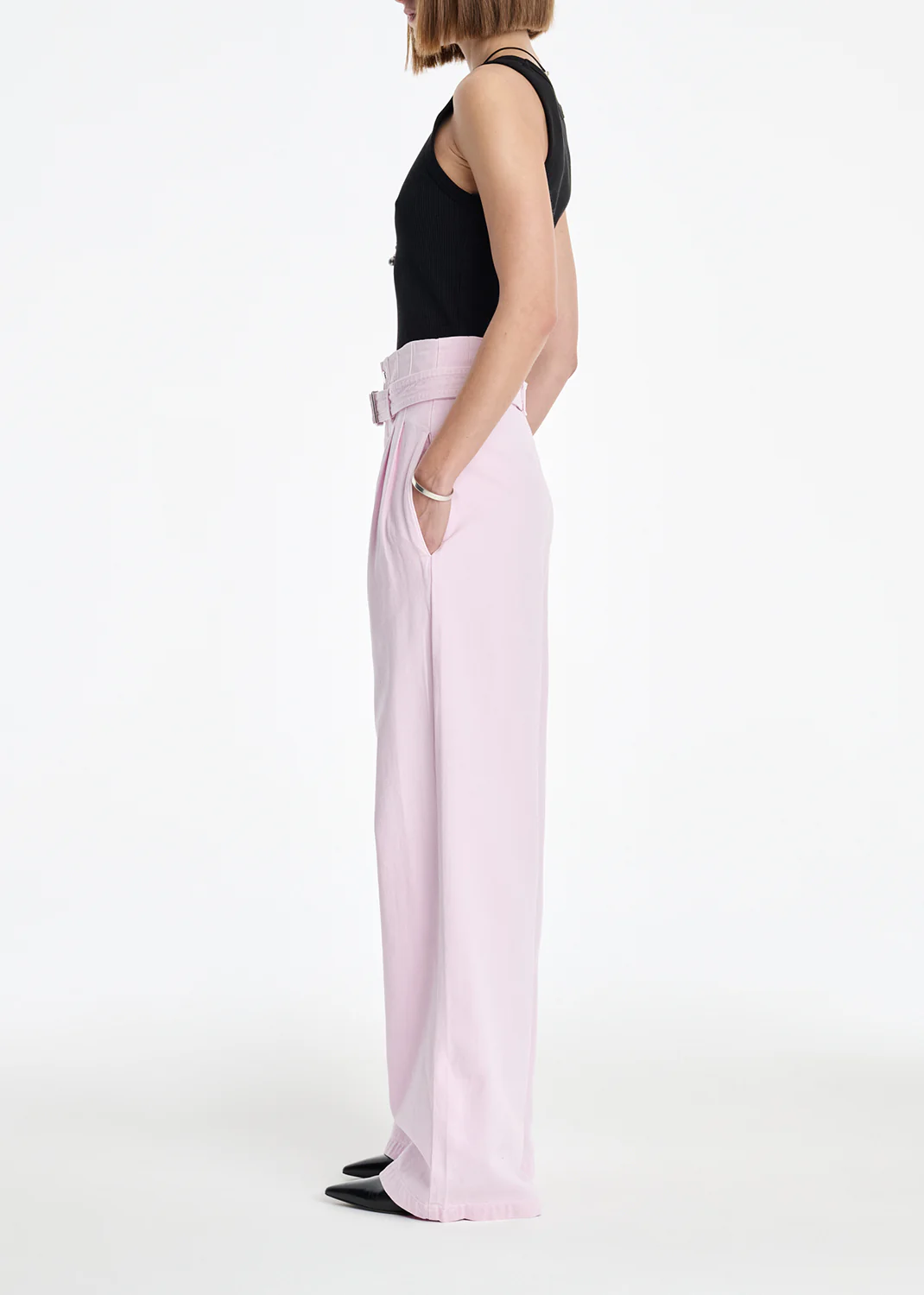 AGOLDE x MARIA MCMANUS Corset Wide Leg Jean (Flyweight) in Stone Wash Powder Pink - Image 3