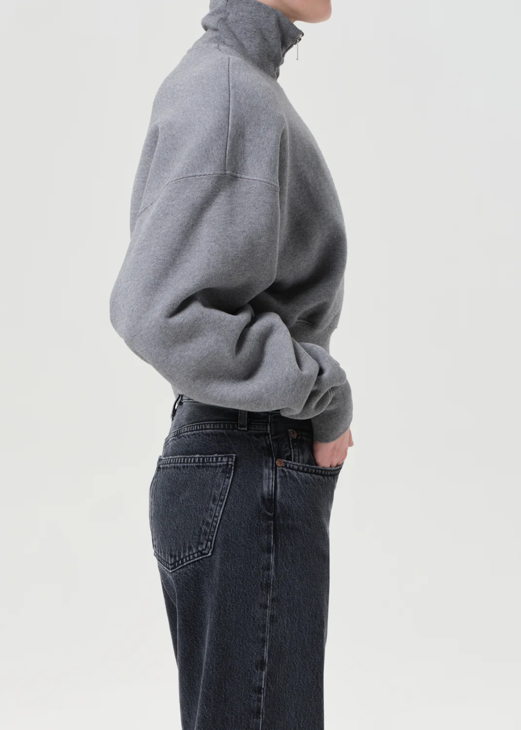 Darby Zip Up in Grey Heather - Image 3