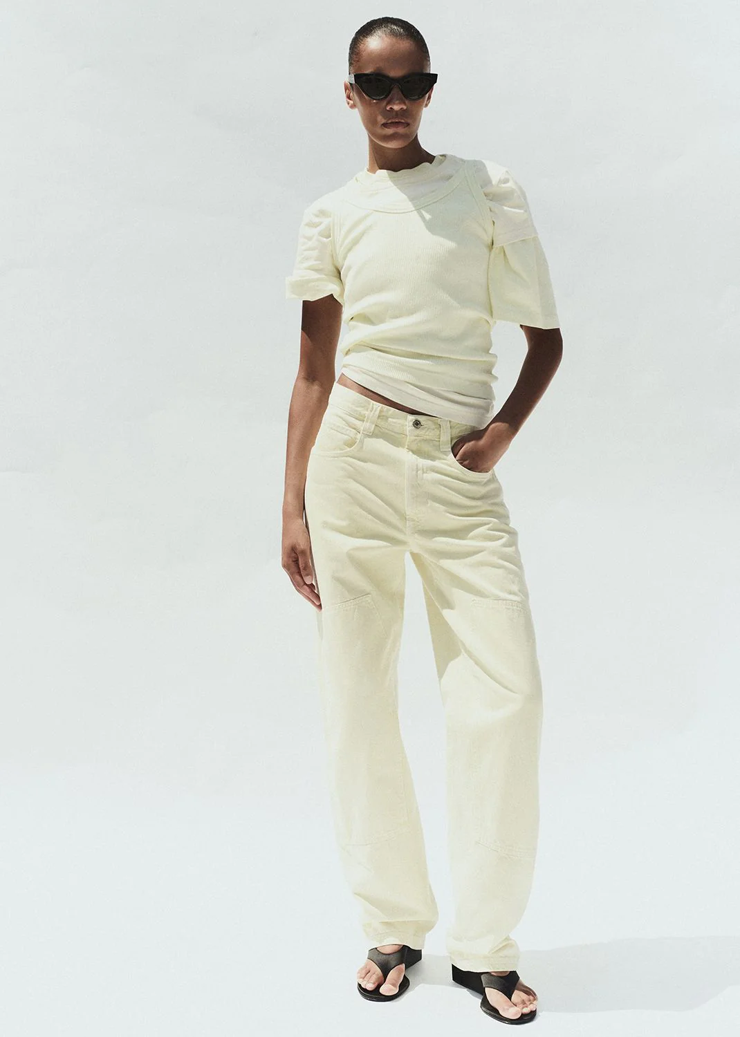 Laria Pieced Jean in Lemon Zest - Image 2