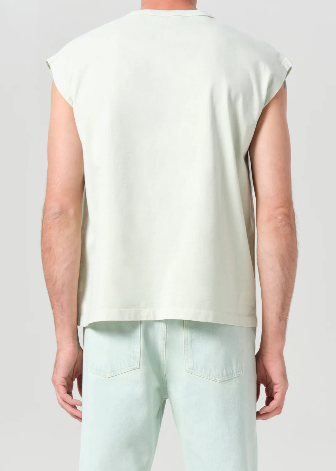 Leonard Sleeveless Tee in Mint Cream - Image 4