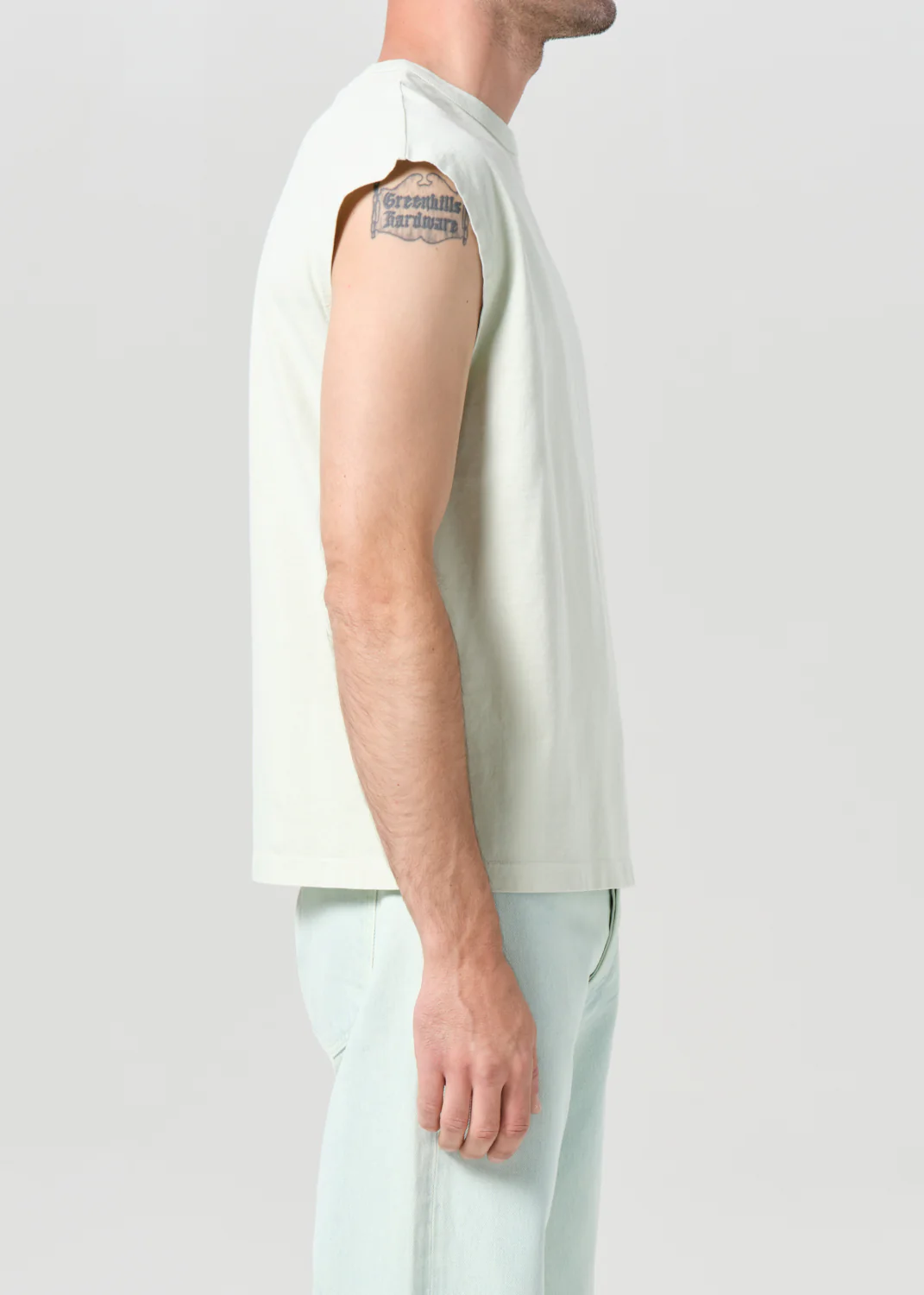 Leonard Sleeveless Tee in Mint Cream - Image 5