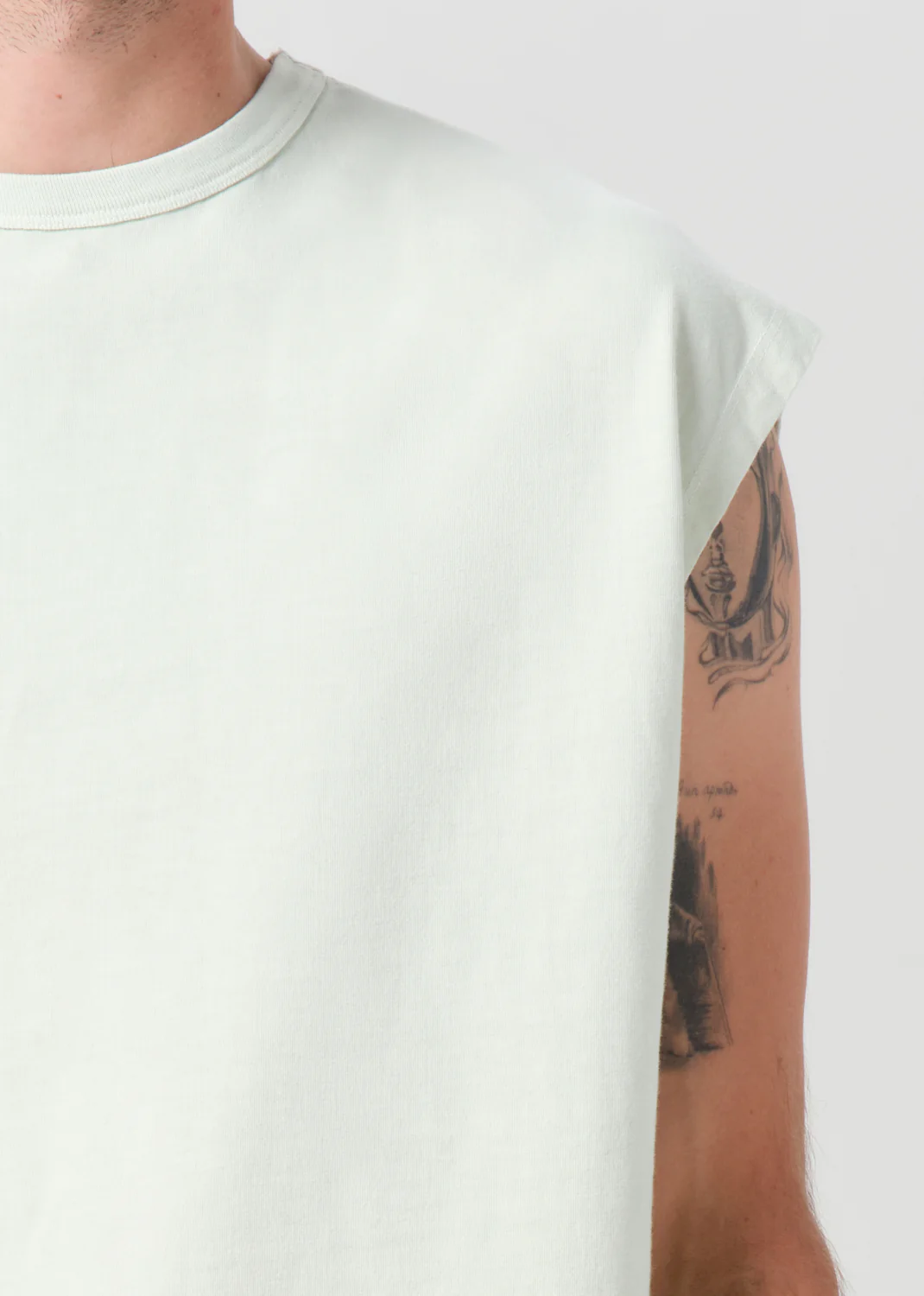 Leonard Sleeveless Tee in Mint Cream - Image 6