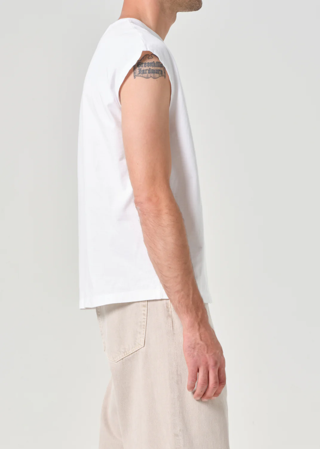 Leonard Sleeveless Tee in White - Image 4