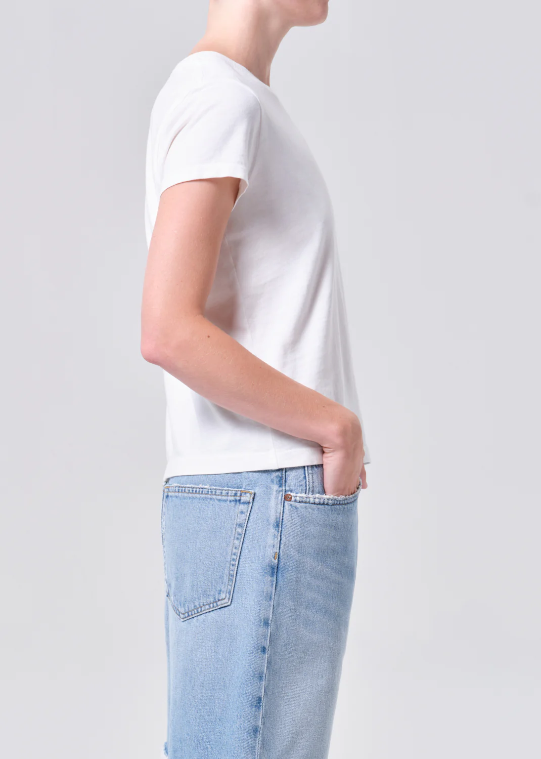 Long Line Adine Tee in White Ash - Image 4