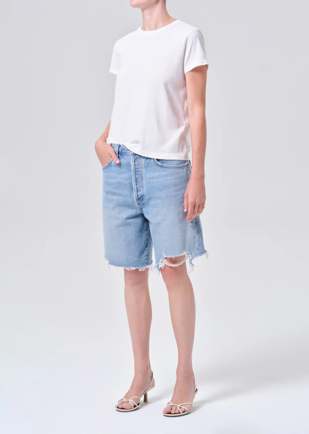 Long Line Adine Tee in White Ash - Image 5