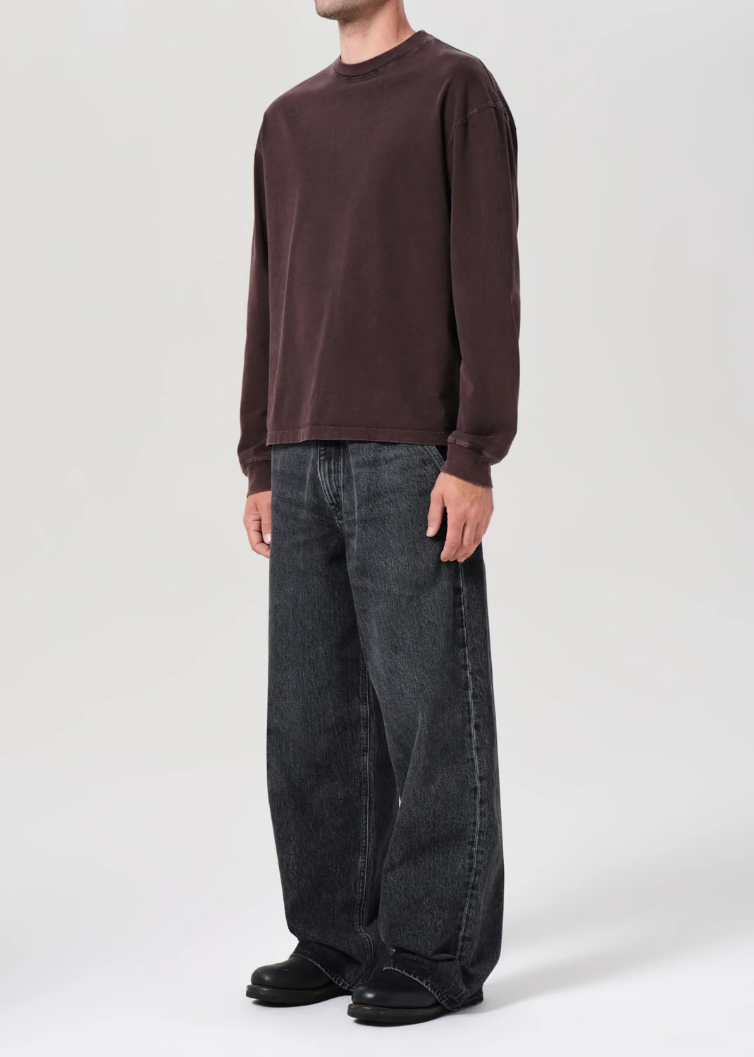 Asha Long Sleeve Mock Neck Tee in Mocha - Image 5