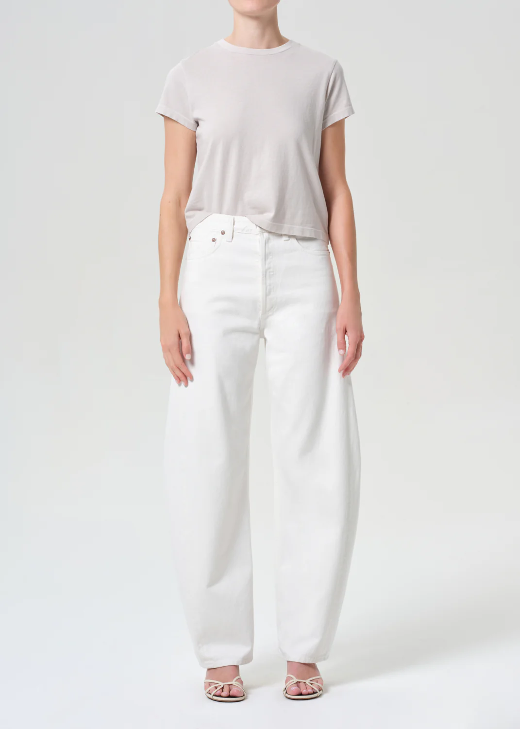 Luna High Rise Pieced Taper in Chalk White