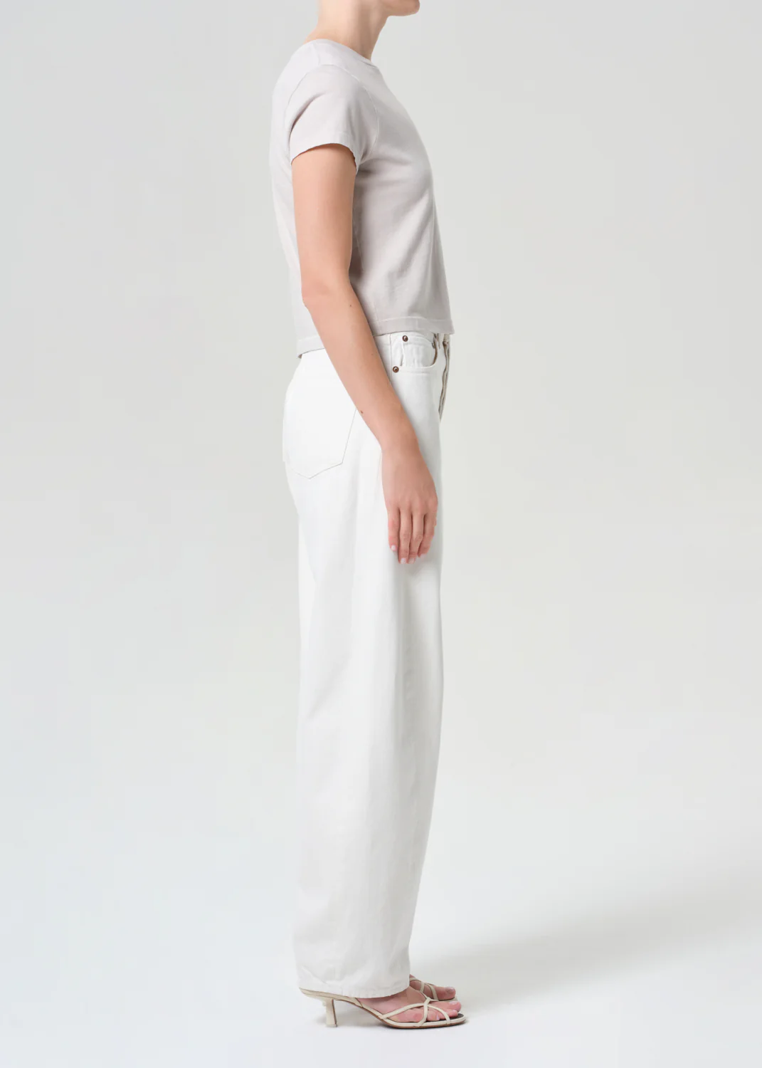 Luna High Rise Pieced Taper in Chalk White - Image 3