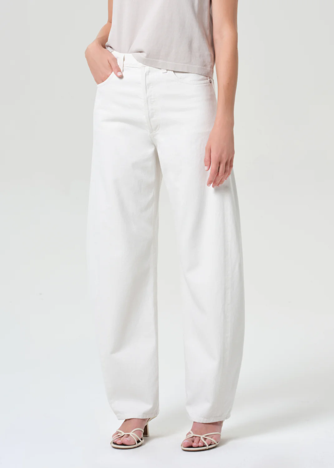 Luna High Rise Pieced Taper in Chalk White - Image 4