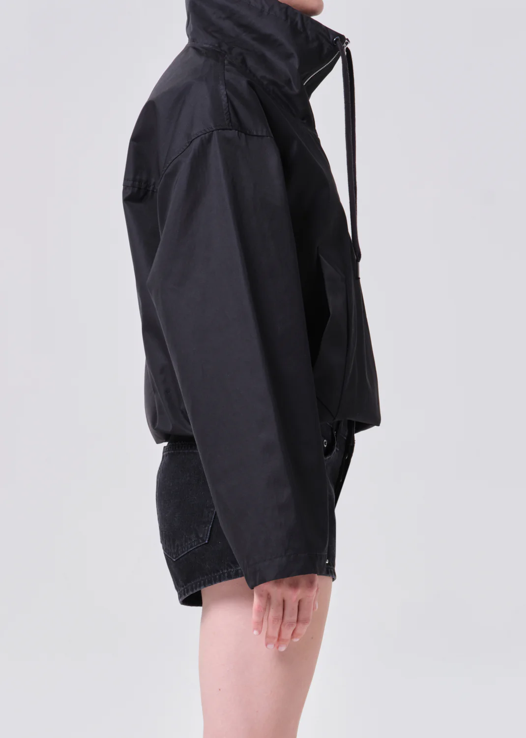 Lydia Nylon Popover Anorak in Black - Image 3