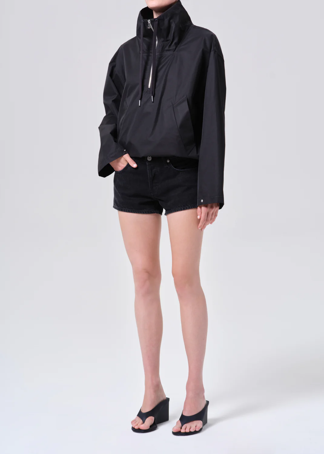 Lydia Nylon Popover Anorak in Black - Image 4