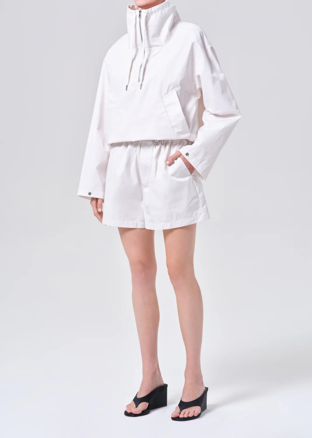 Lydia Nylon Popover Anorak in Chalk White - Image 4
