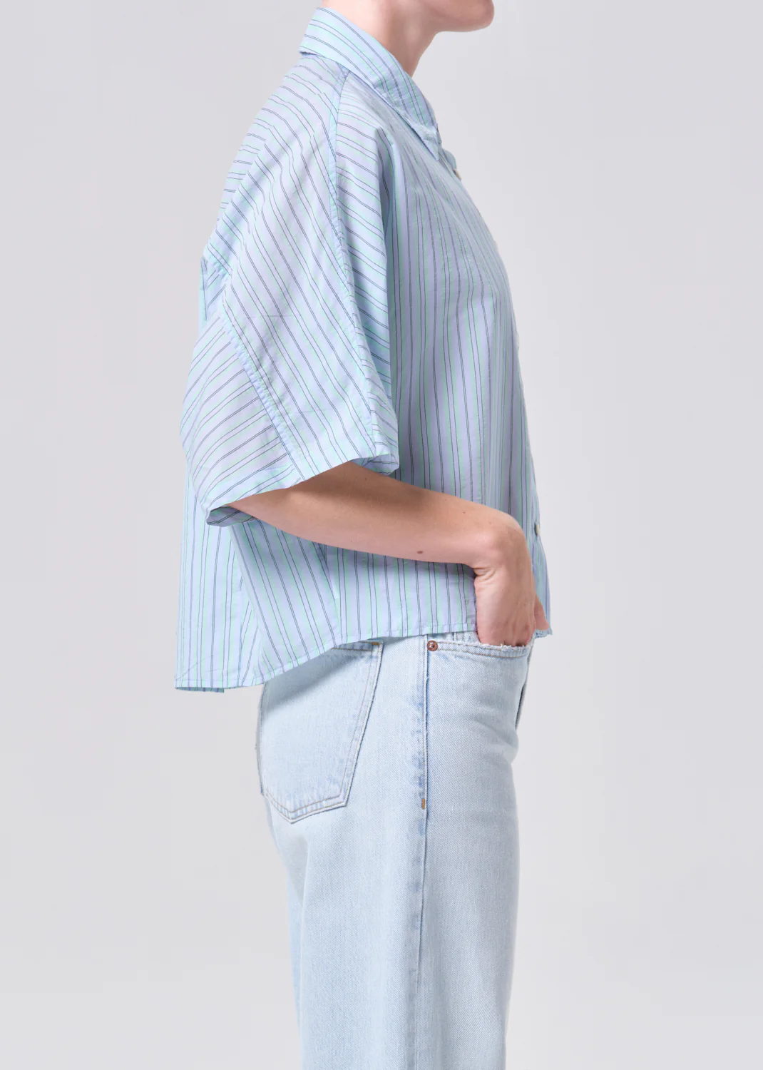 Merrin Shirt in Wirrel Stripe/Powder Blue - Image 3