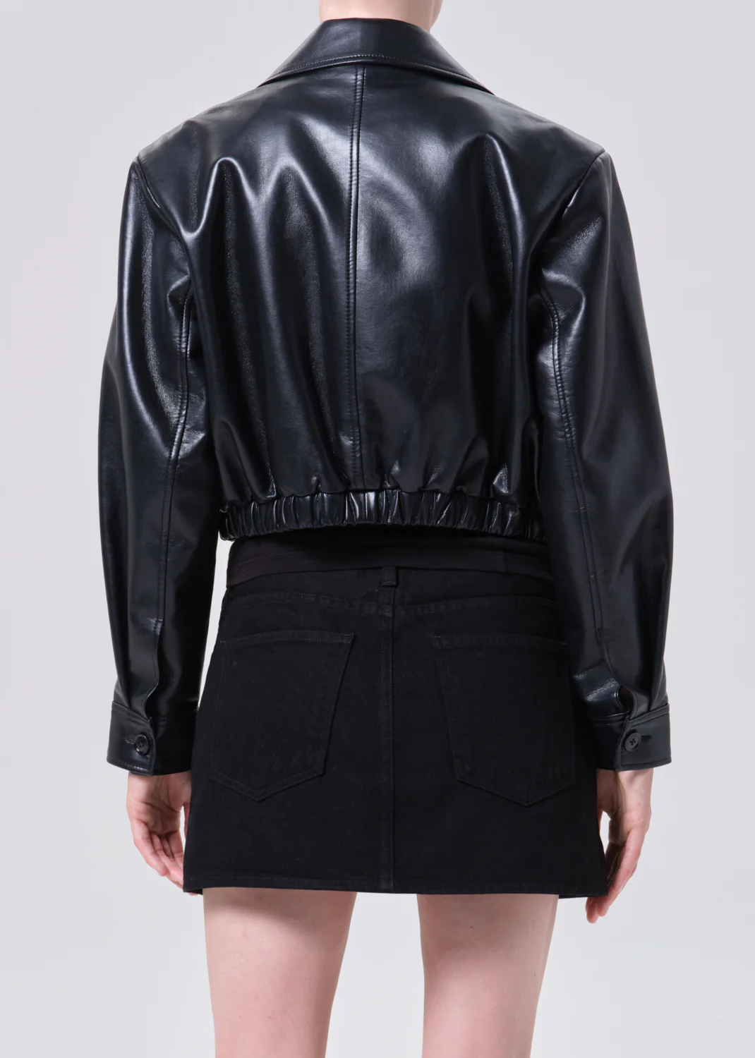 Nahla Cropped Jacket (Recycled Leather) in Detox - Image 3