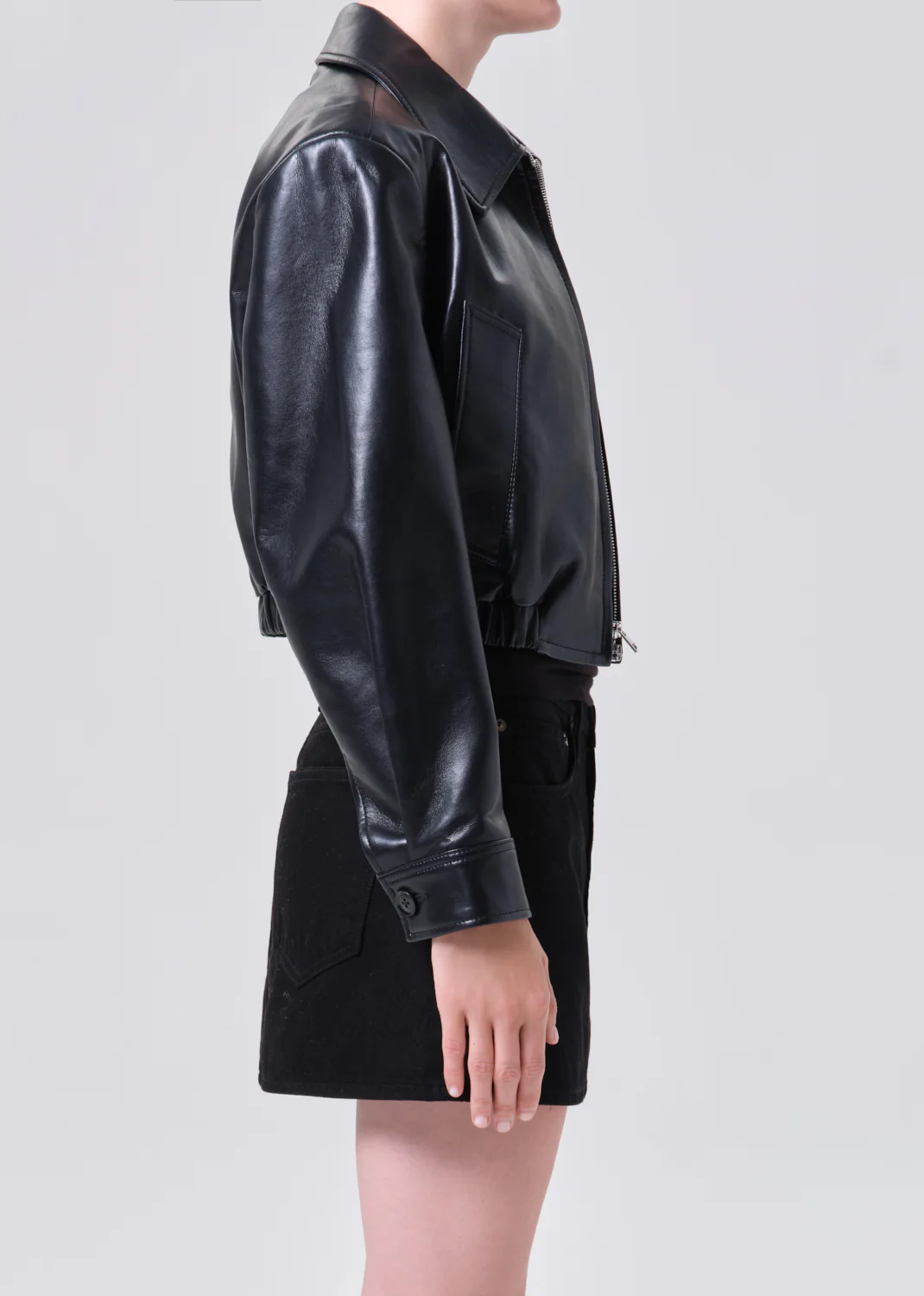 Nahla Cropped Jacket (Recycled Leather) in Detox - Image 4