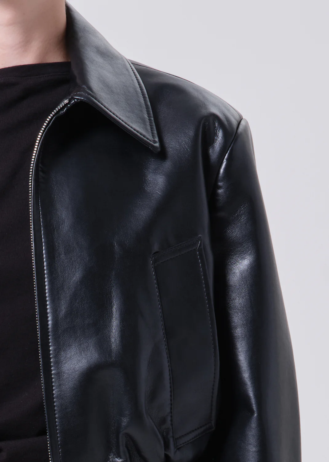 Nahla Cropped Jacket (Recycled Leather) in Detox - Image 6