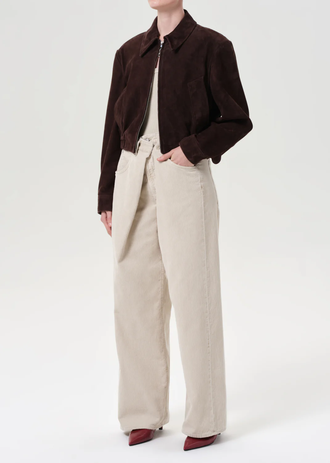 Nahla Cropped Suede Jacket in Root - Image 4