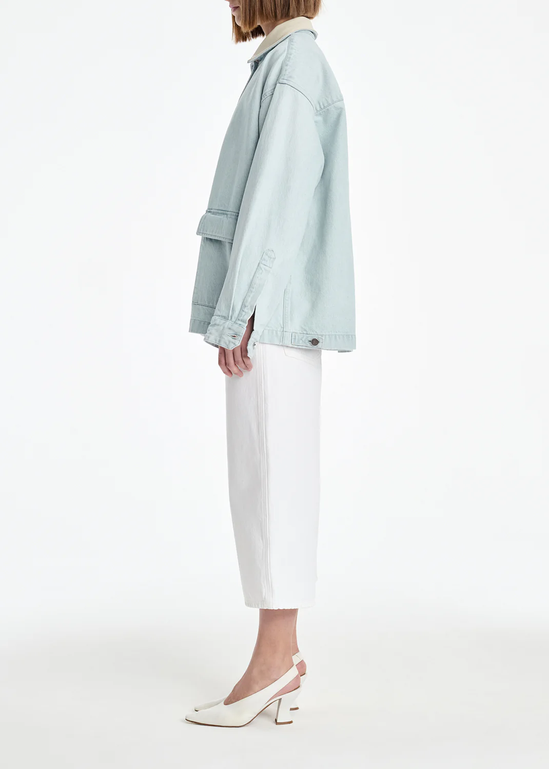AGOLDE x MARIA MCMANUS Oversized Field Jacket in Washed Pale Indigo - Image 3