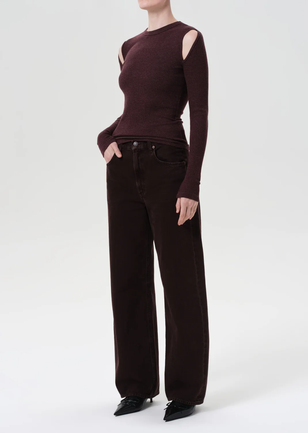 Pierce Long Sleeve Tee in Raisin - Image 4