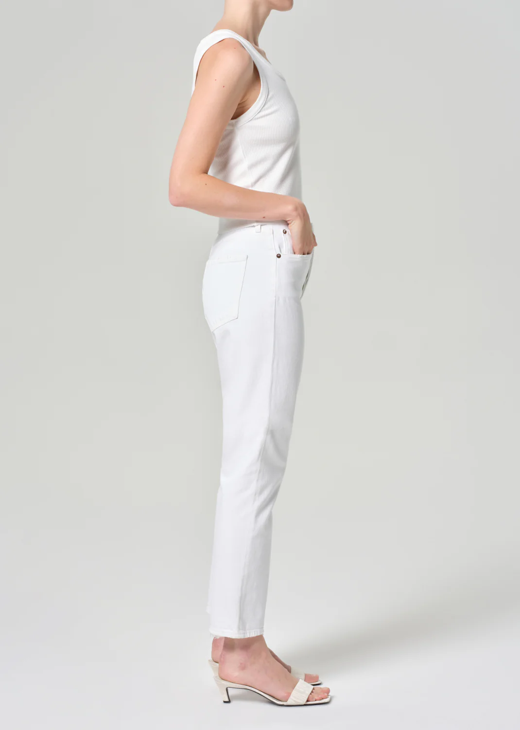 Riley High Rise Straight Crop (Comfort Stretch) in Sour Cream - Image 3