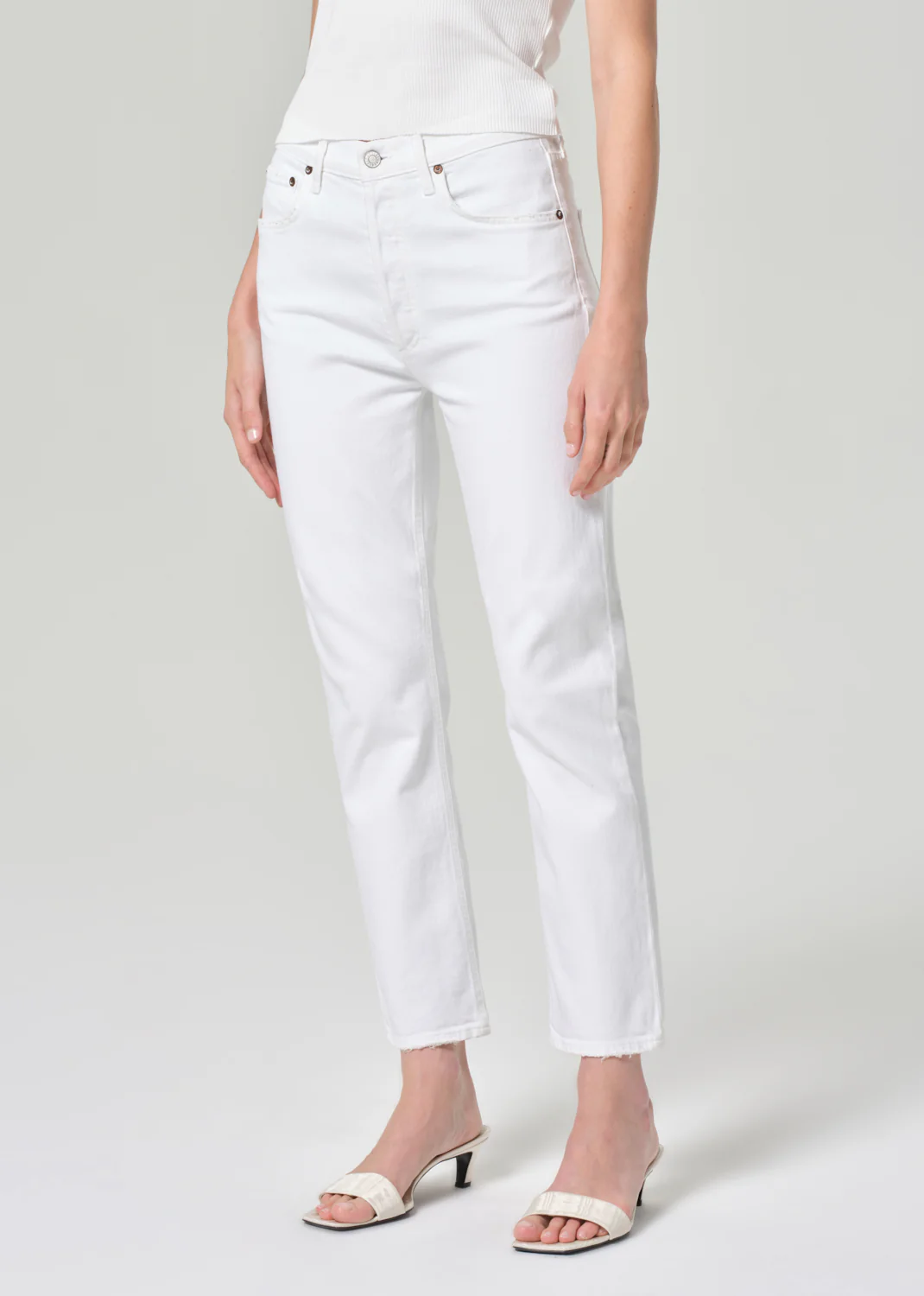 Riley High Rise Straight Crop (Comfort Stretch) in Sour Cream - Image 4