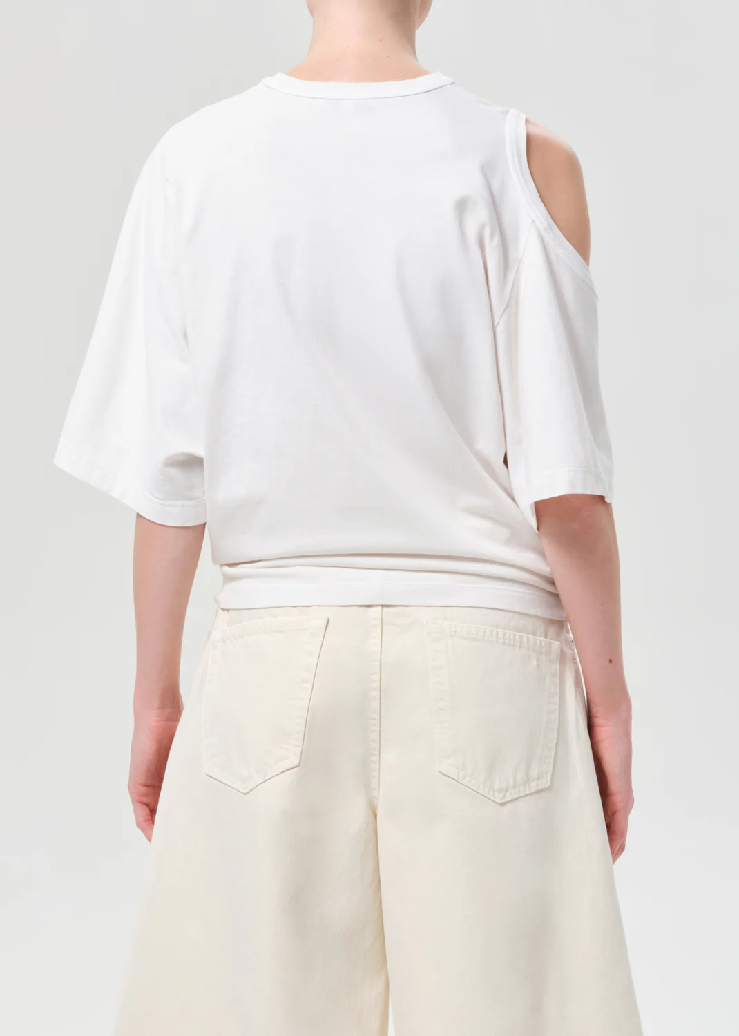 Shoulder Cut Out T-Shirt in White Ash - Image 4