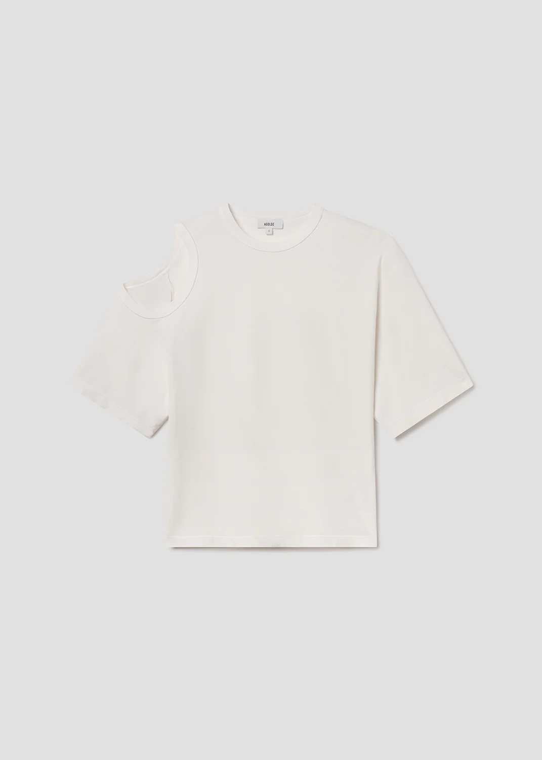 Shoulder Cut Out T-Shirt in White Ash - Image 7