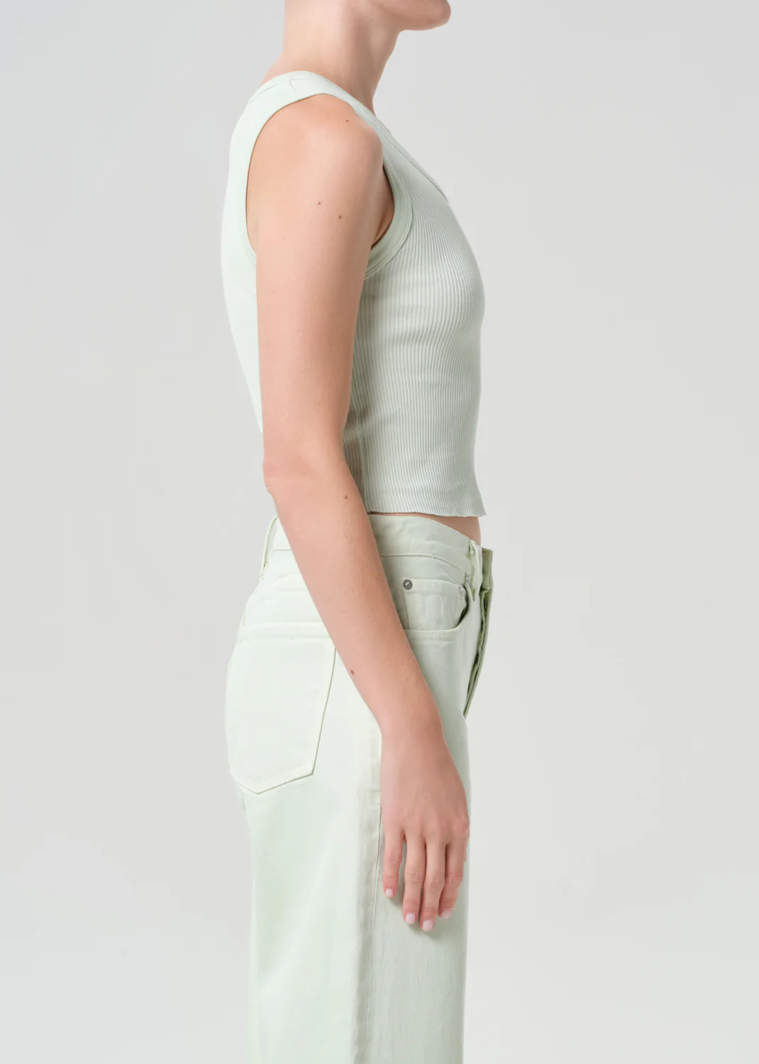 Shrunken Poppy Tank in Mint Cream - Image 3