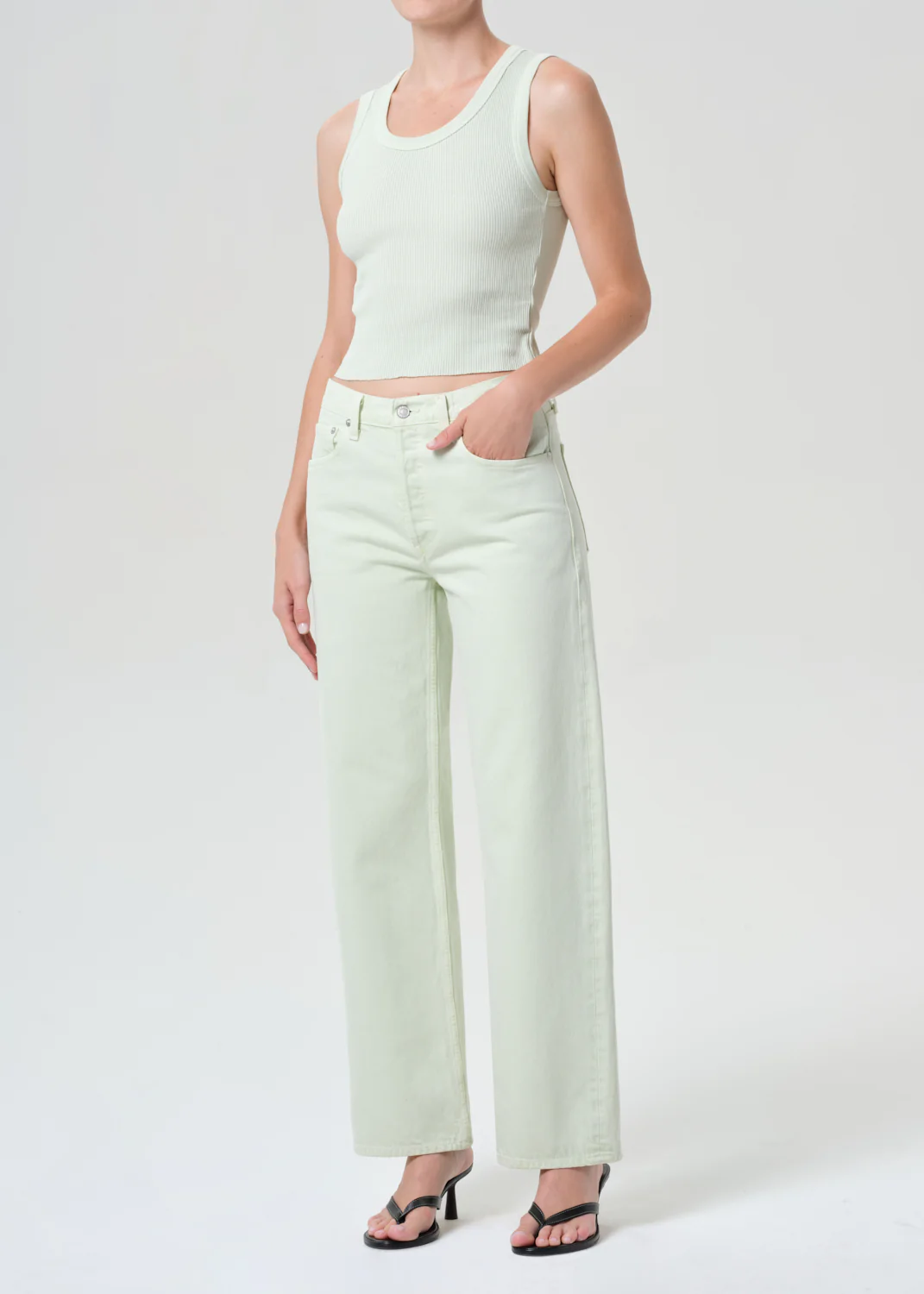 Shrunken Poppy Tank in Mint Cream - Image 4